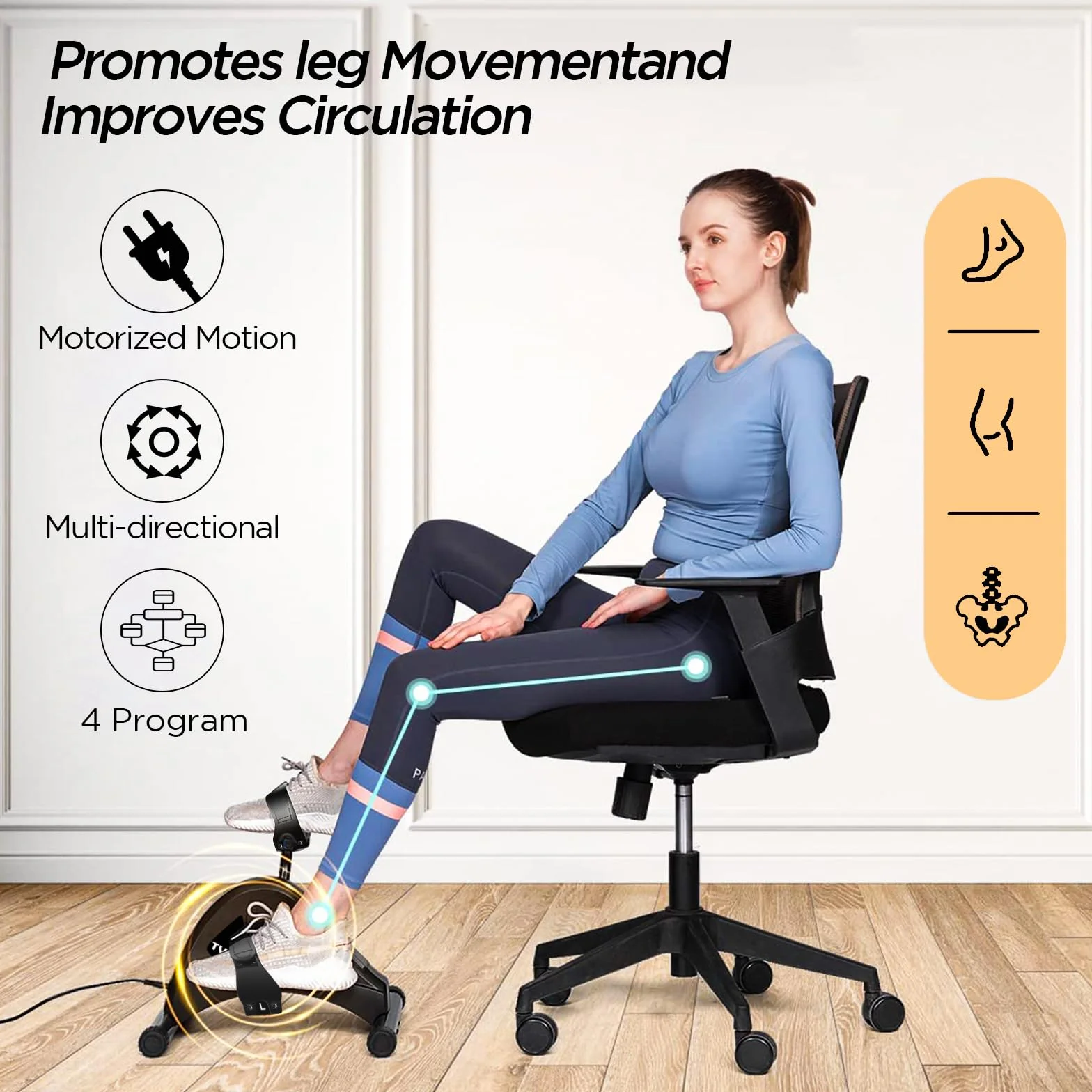 Mini Vélo d'appartement Électrique 6 Niveaux de Vitesse pour Jambes et Bras de Réadaptation