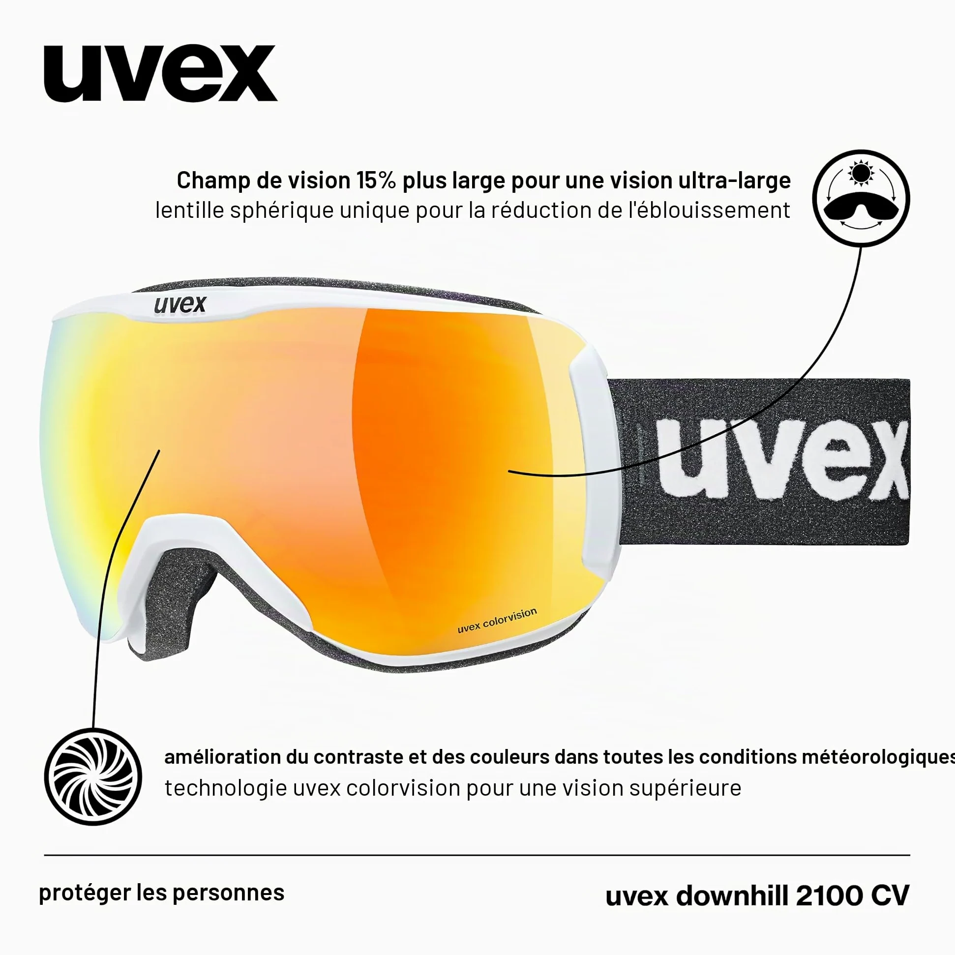 Uvex Downhill 2100 Cv lunettes de ski Mixte (lot de 1)