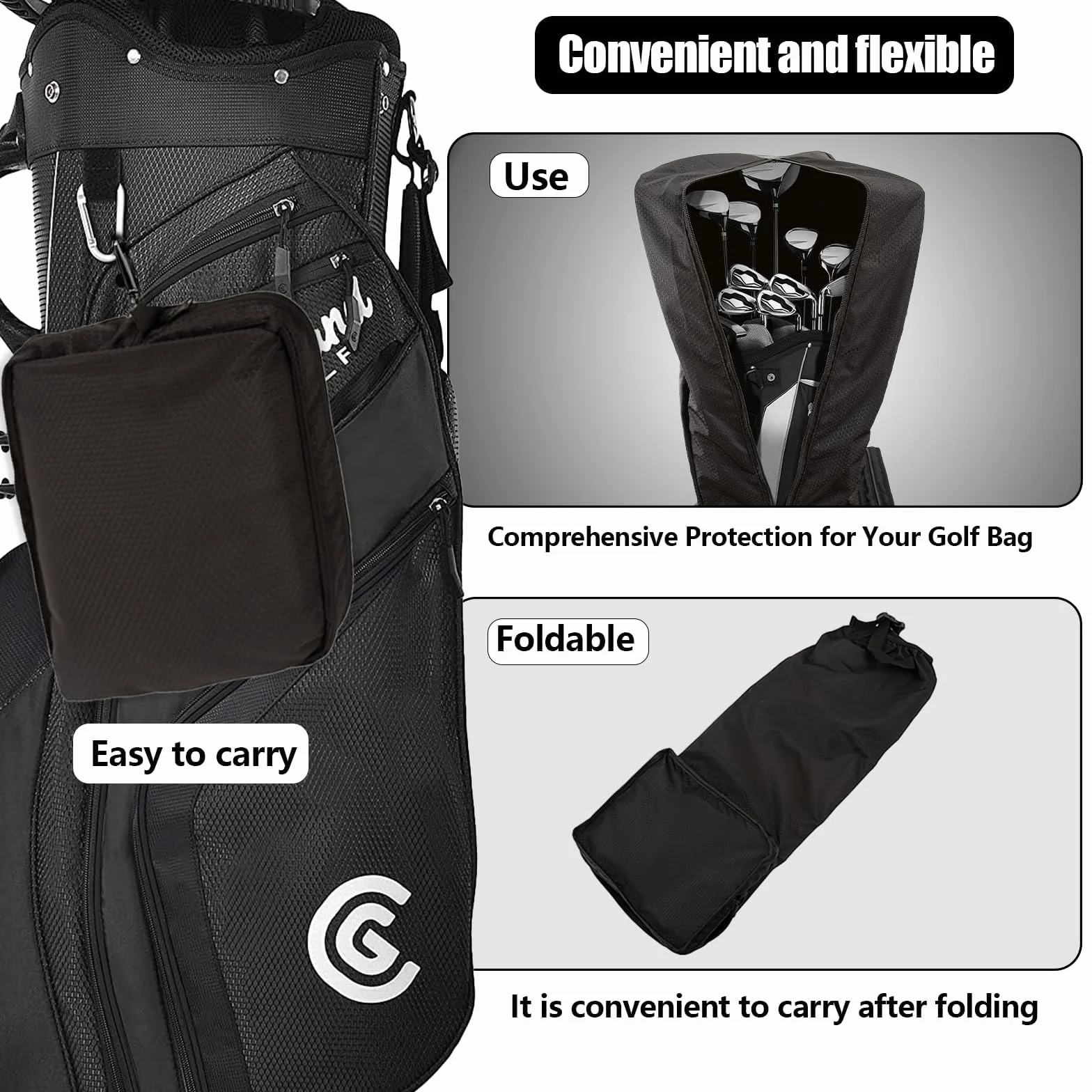 Housse de voyage de golf imperméable pliable en polyuréthane taille universelle