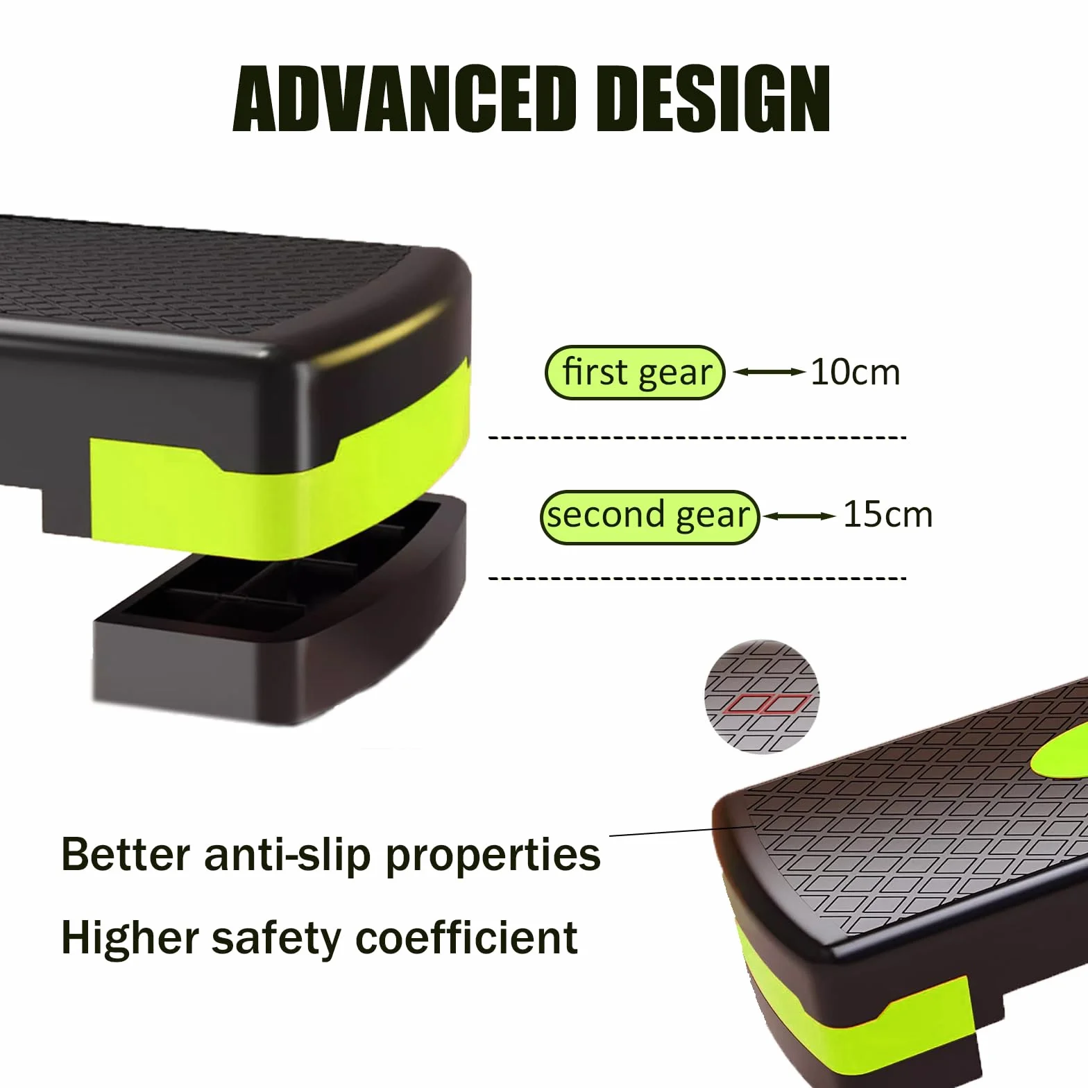 Planche de Step Fitness 68 cm Ajustable Antidérapant Hauteur Réglable 10-15 cm pour Entraînement Aérobic Musculation