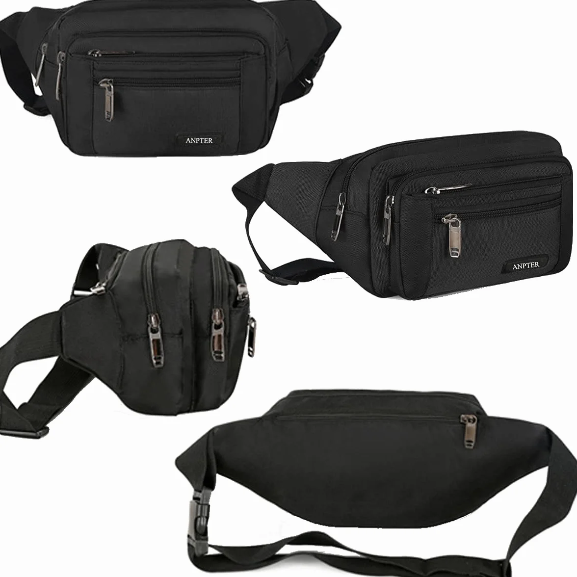 Banane Homme Femme Randonnée Sacoche Bandoulière Ceinture Outdoor Sport Waist Pack Noir