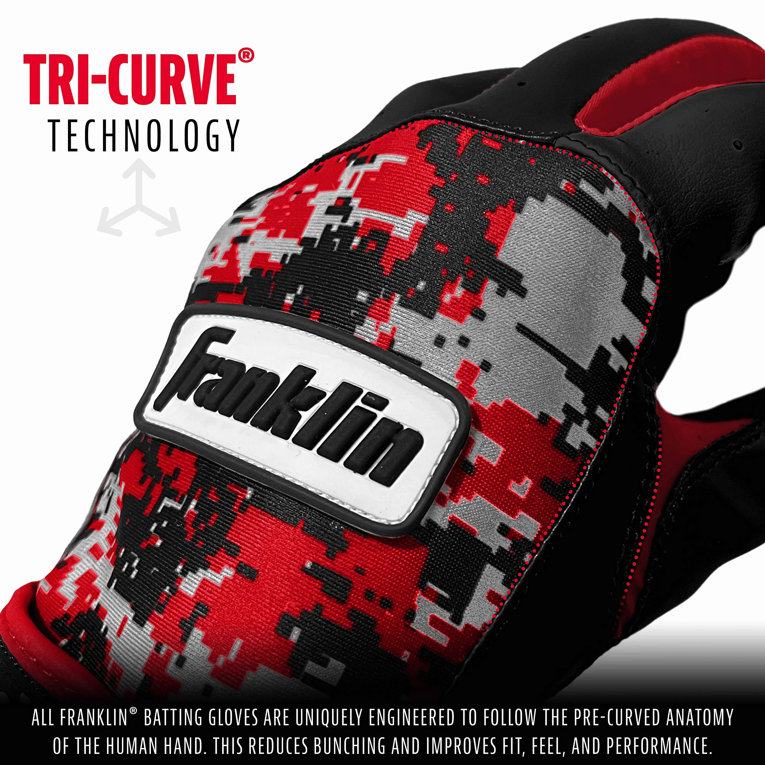 Franklin Sports MLB Digi-Camo Gants de Baseball Homme Gris Noir Rouge