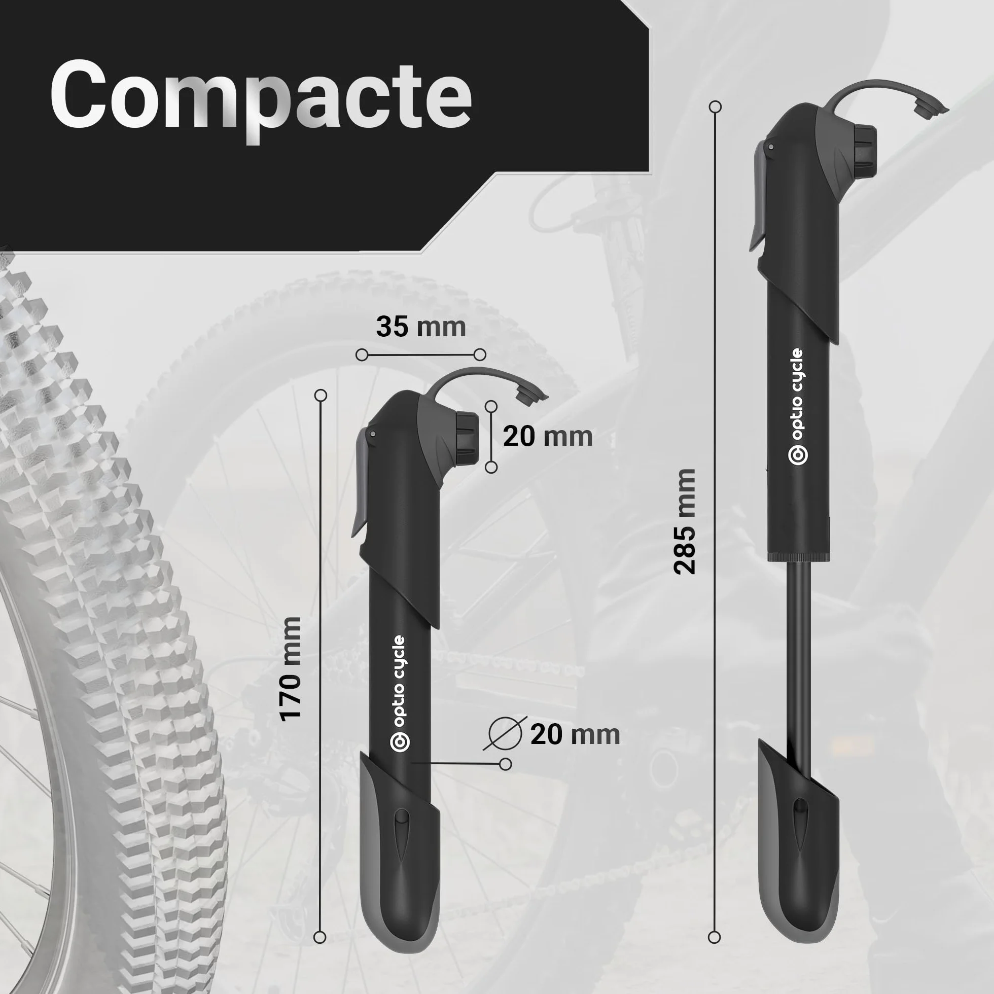 Pompe Velo 120 PSI 8,3 Bar Portable Compacte Manuelle pour Presta et Schrader