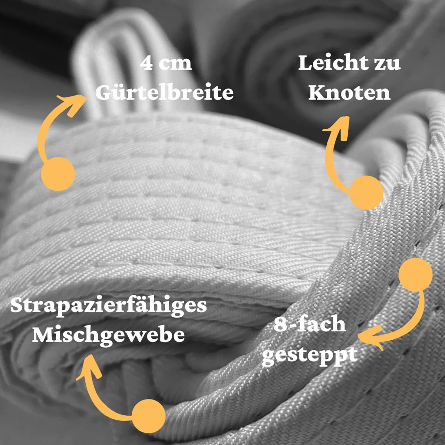 Ceinture noire de karaté Shotokan Kanji brodée dorée