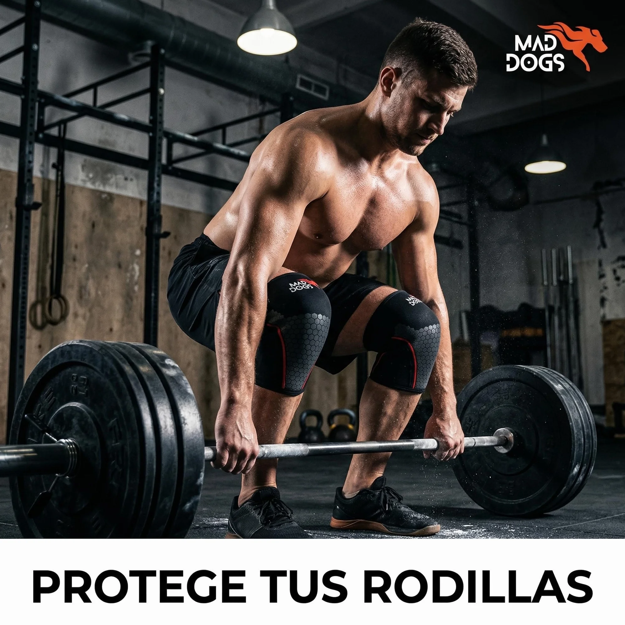 MAD DOGS Genouillères Crossfit 5 mm Néoprène Powerlifting Haltérophilie Protection Articulaire