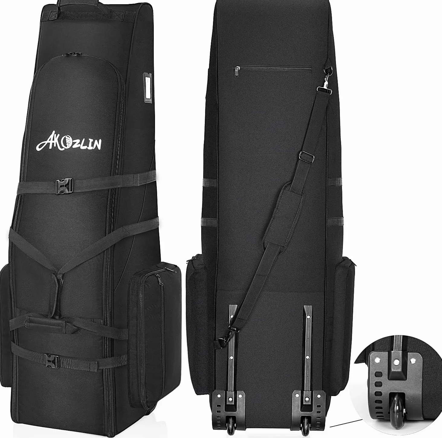 Sac de golf de voyage AKOZLIN avec roues 900D Oxford robuste rembourré pliable imperméable noir