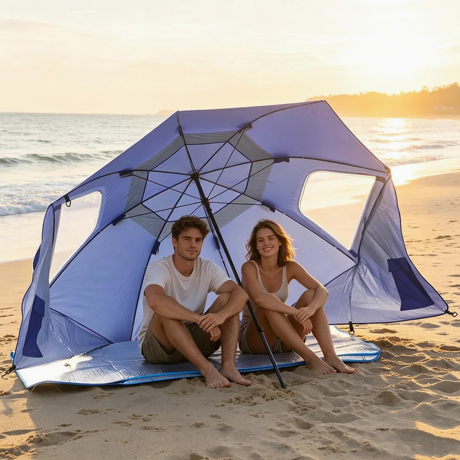Parapluie de sport léger pliable avec protection UV | Parapluie de protection solaire pour sport, terrasse, piscine, camping, parc, jardin, femme et homme