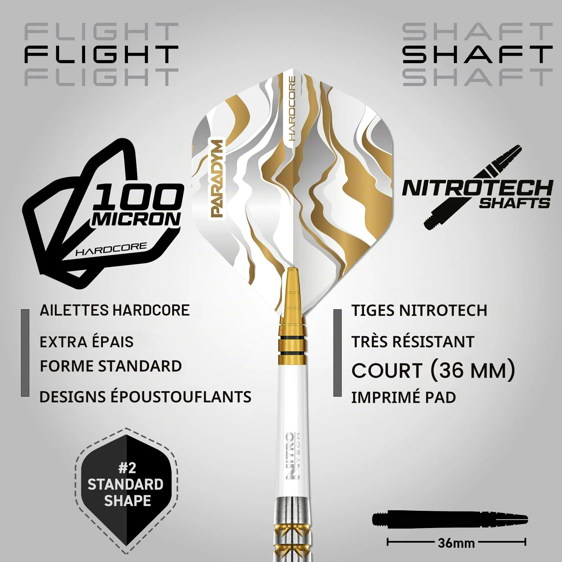 RED DRAGON Darts Paradym Gold Series Fléchettes professionnelles 90 % tungstène – Comprend des vols de fléchettes et des tiges | Disponible en pointe souple de 18 g et fléchettes en acier 22 g, 23 g