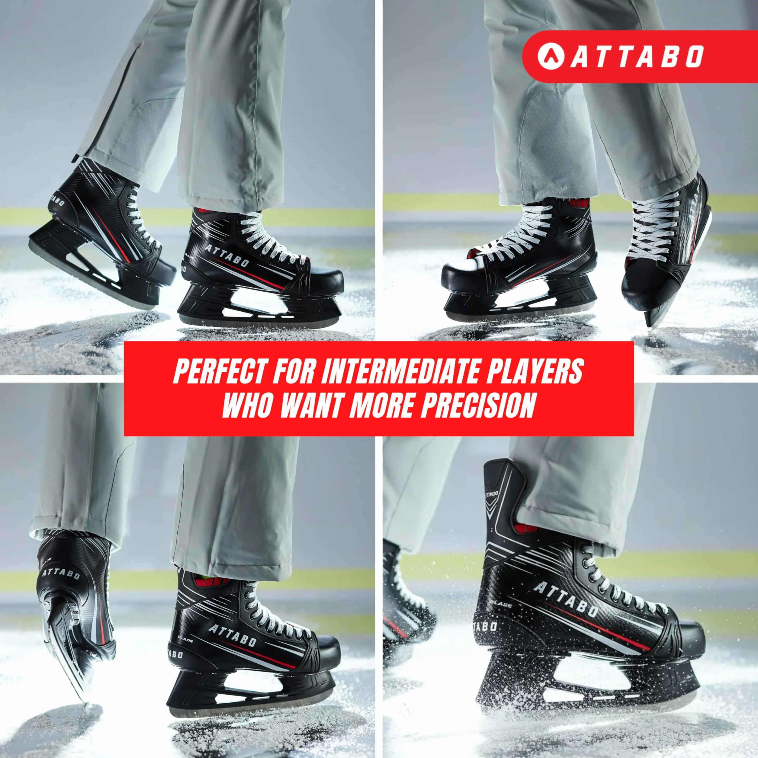 Patins de Hockey sur Glace Homme Taille 39 EU Lame Acier Inoxydable Noir