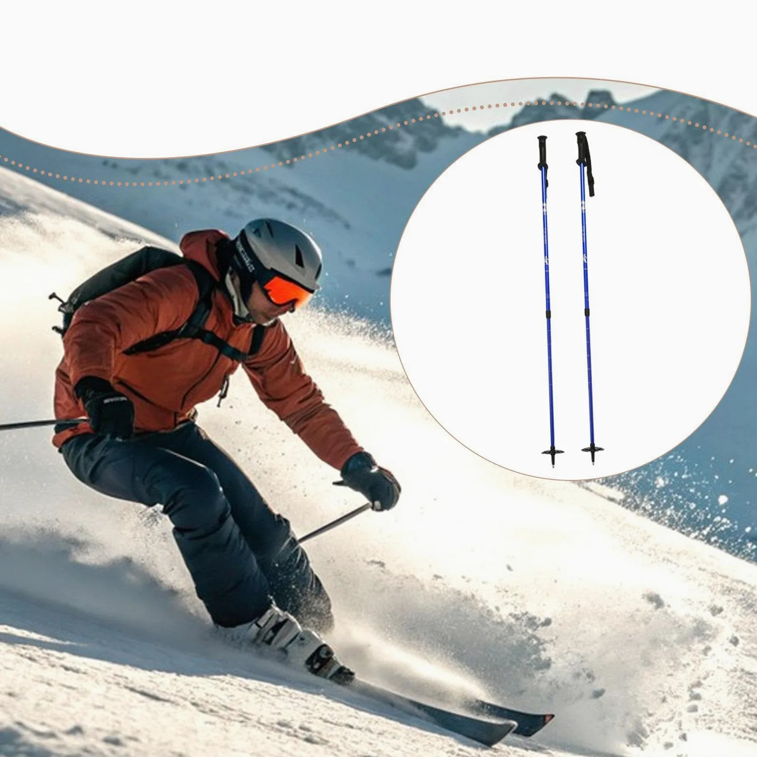 2 Pièces Bâtons de Randonnée Extensibles Bâtons de Marche pour Randonnée Bâtons de Ski Multifonctions en Alliage D'Aluminium Poignées Ergonomiques, Bleu