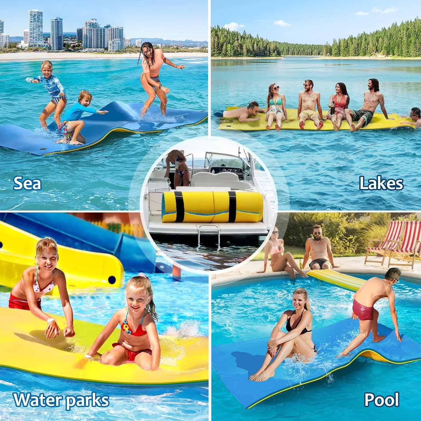 Tapis Flottant Piscine Mousse XPE 240x120cm 275x120cm 305x120cm 365x120cm Capacité Portante 313KG