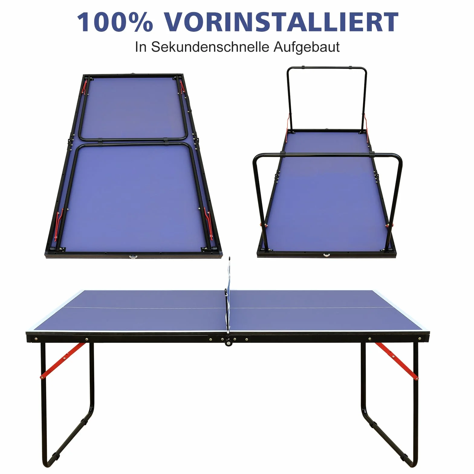 Table de ping-pong pliable 137 x 76 cm avec filet, raquettes et balles