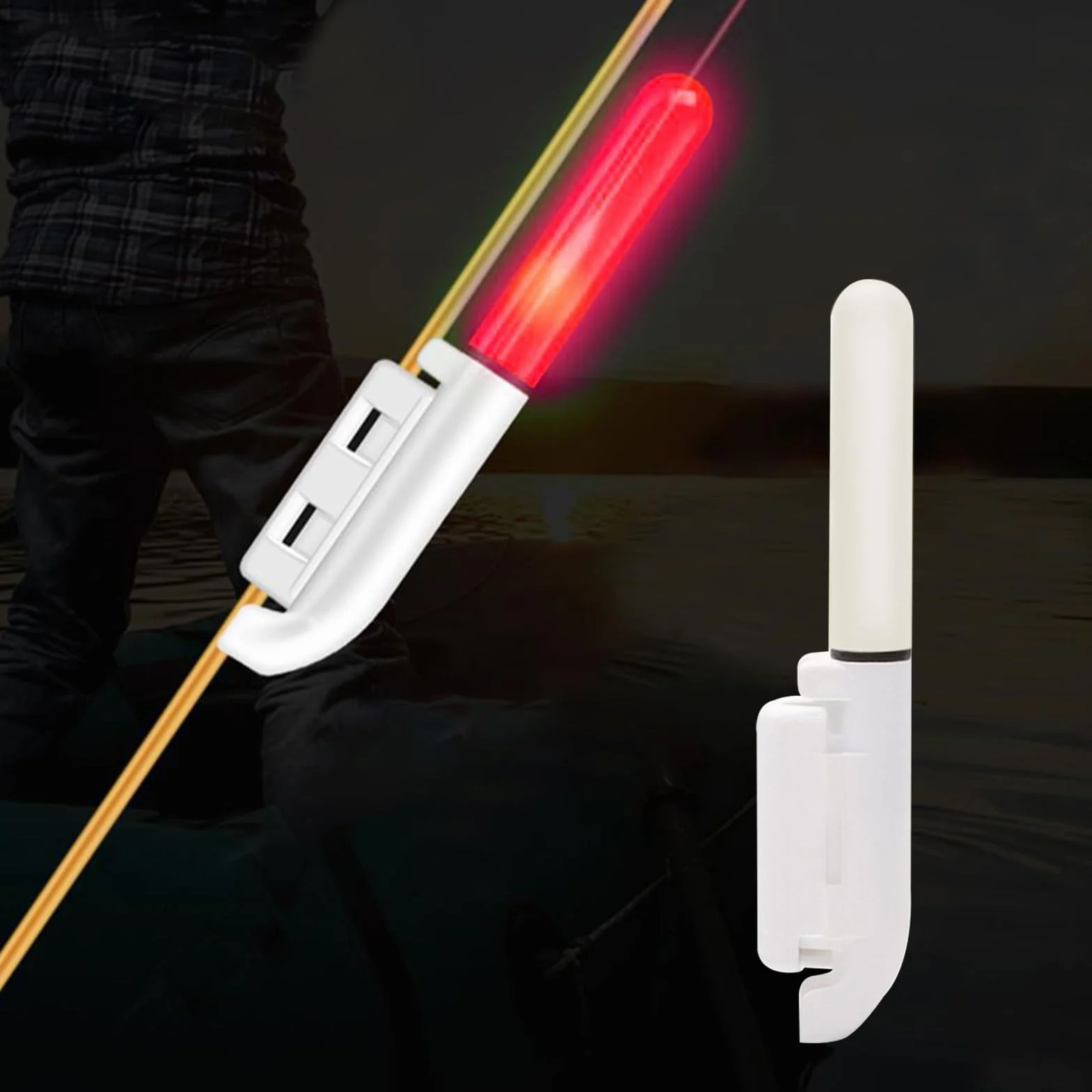 Lot de 5 lumières de pointe de canne à pêche de nuit, bâtons lumineux étanches avec boucle, accessoires de pêche, accessoires de pêche, pêche de nuit, pêche de nuit, pêche en mer, lumières de