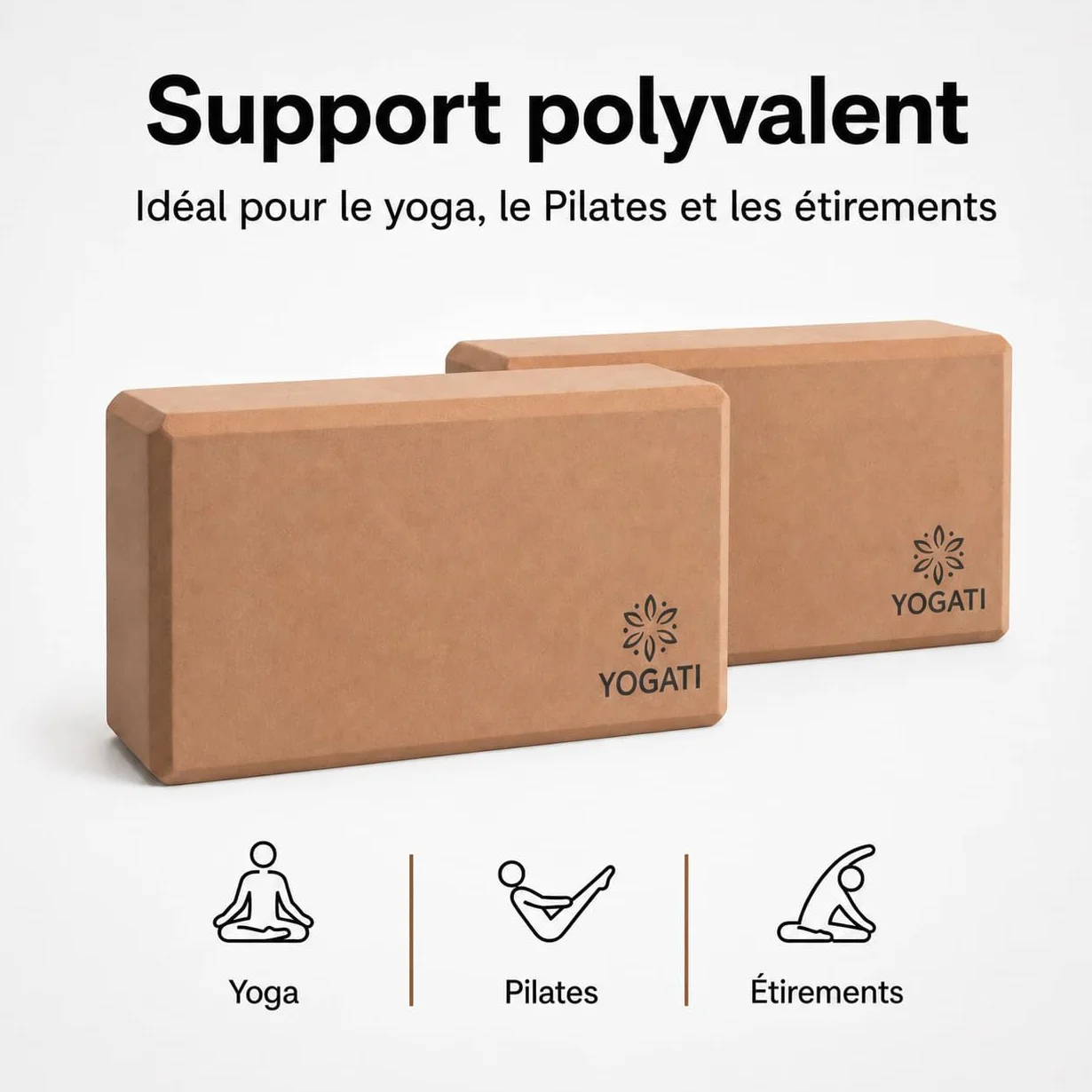 Blocs de Yoga en Mousse EVA lot de 2 Briques Dimensions 22 x 12 x 7.5 cm Antidérapant pour Pilates Fitness