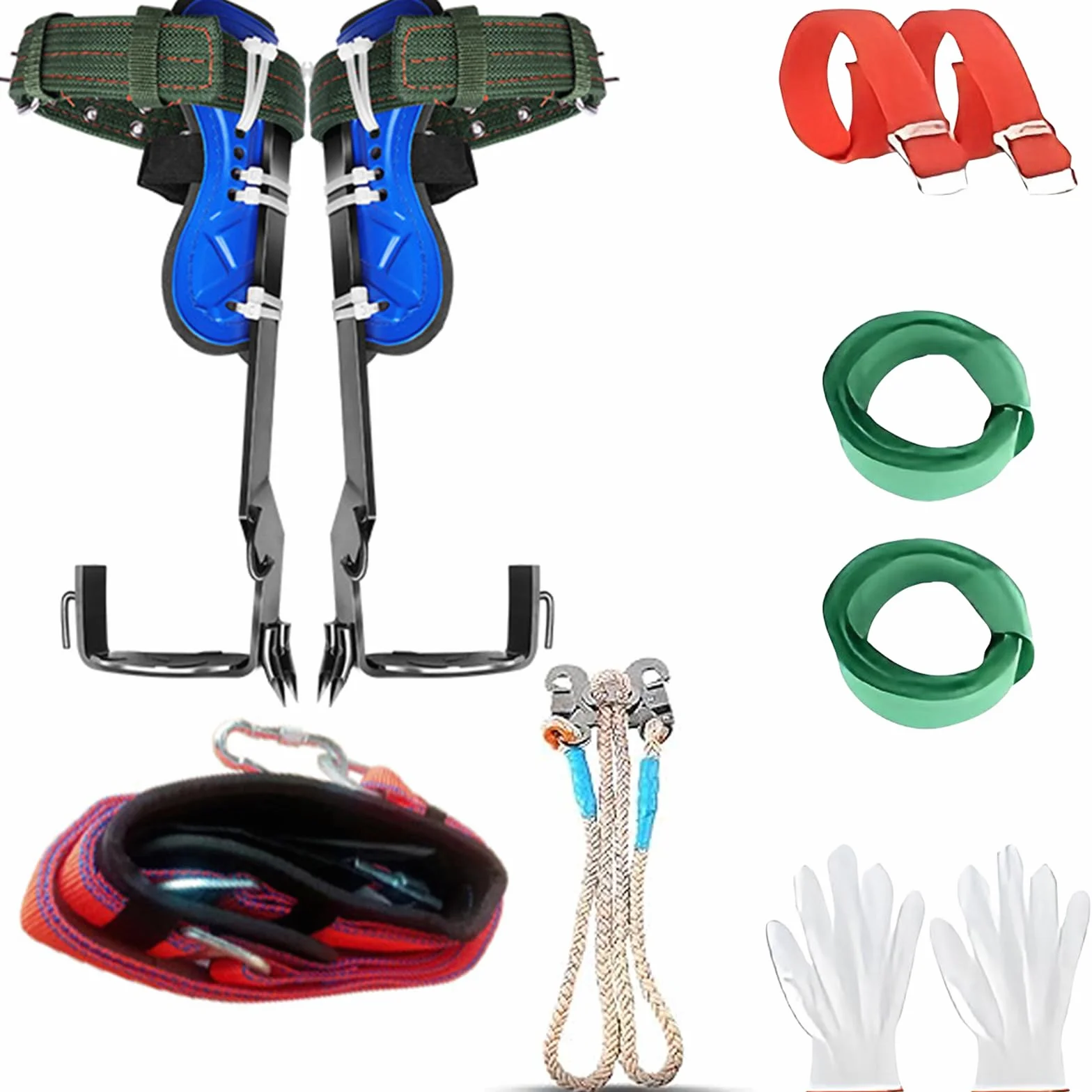Kit d'Escalade sur Arbre avec Griffes d'Élagage Double Dents Trempées, Baudrier Ajustable et Corde de Sécurité 3M pour Arboriculture