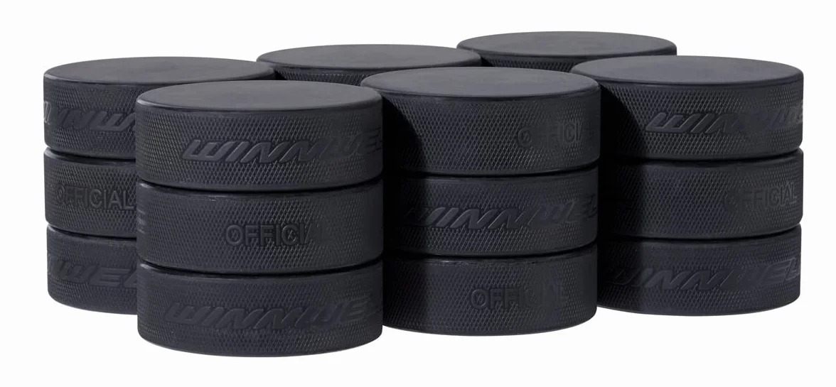 Winnwell 18 palets de hockey sur glace noirs 170,1 g officiels