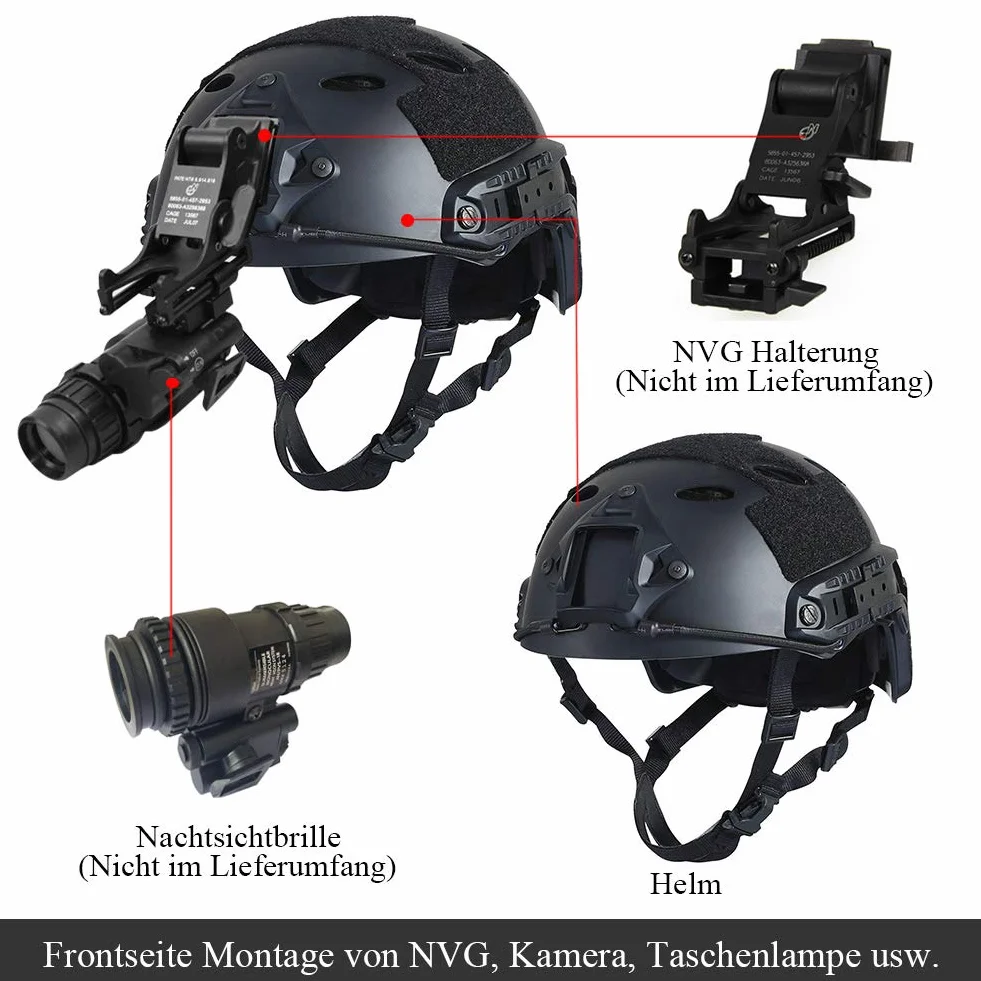 LOOGU Airsoft Ops Core Casque de Protection Tactique Fast BJ PJ avec Coussinets Rails latéraux