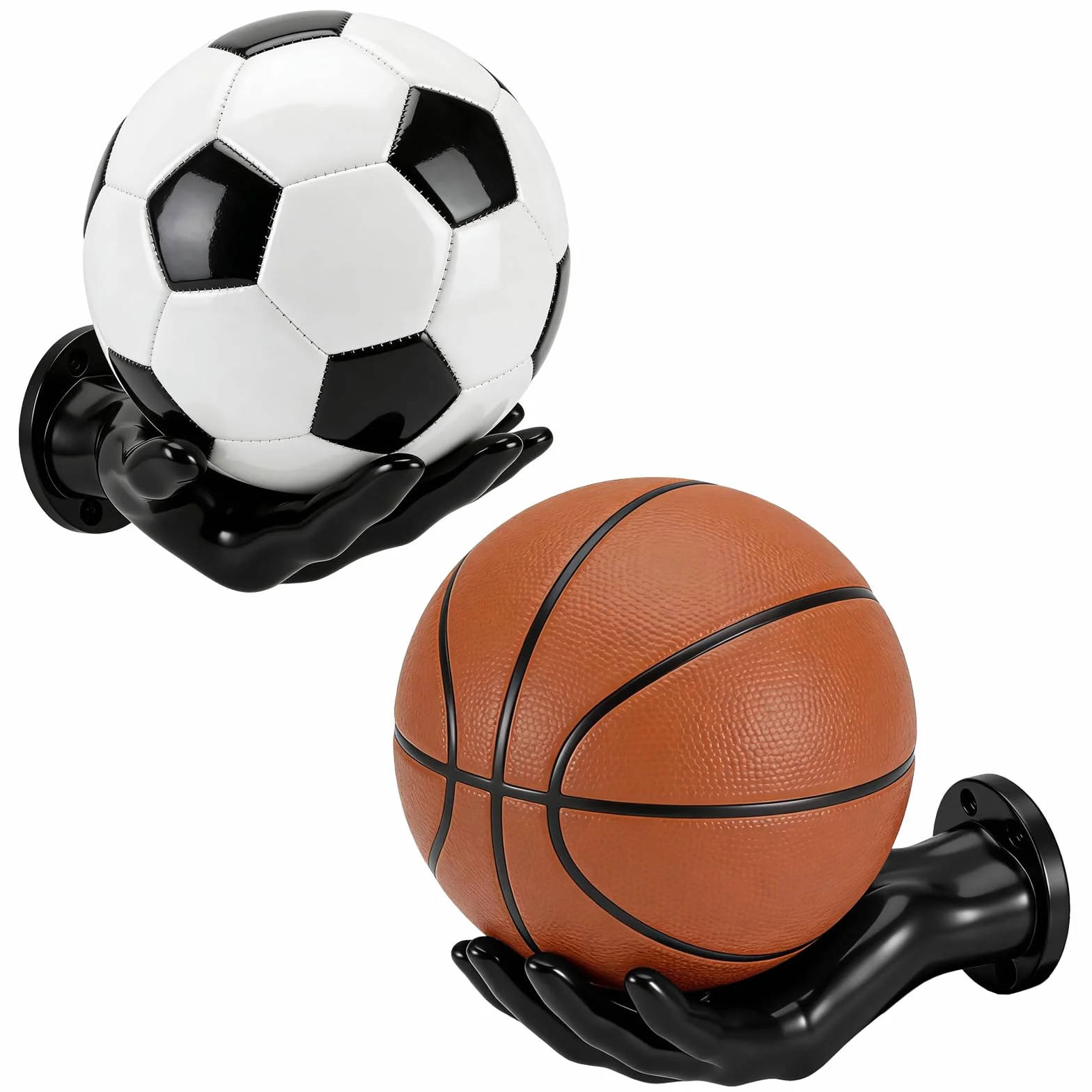 Porte Ballon Mural Noir, Support Ballon Basket Robust & Sicherer Halt, Idée Cadeau Créative pour Fans de Foot Volley Rugby
