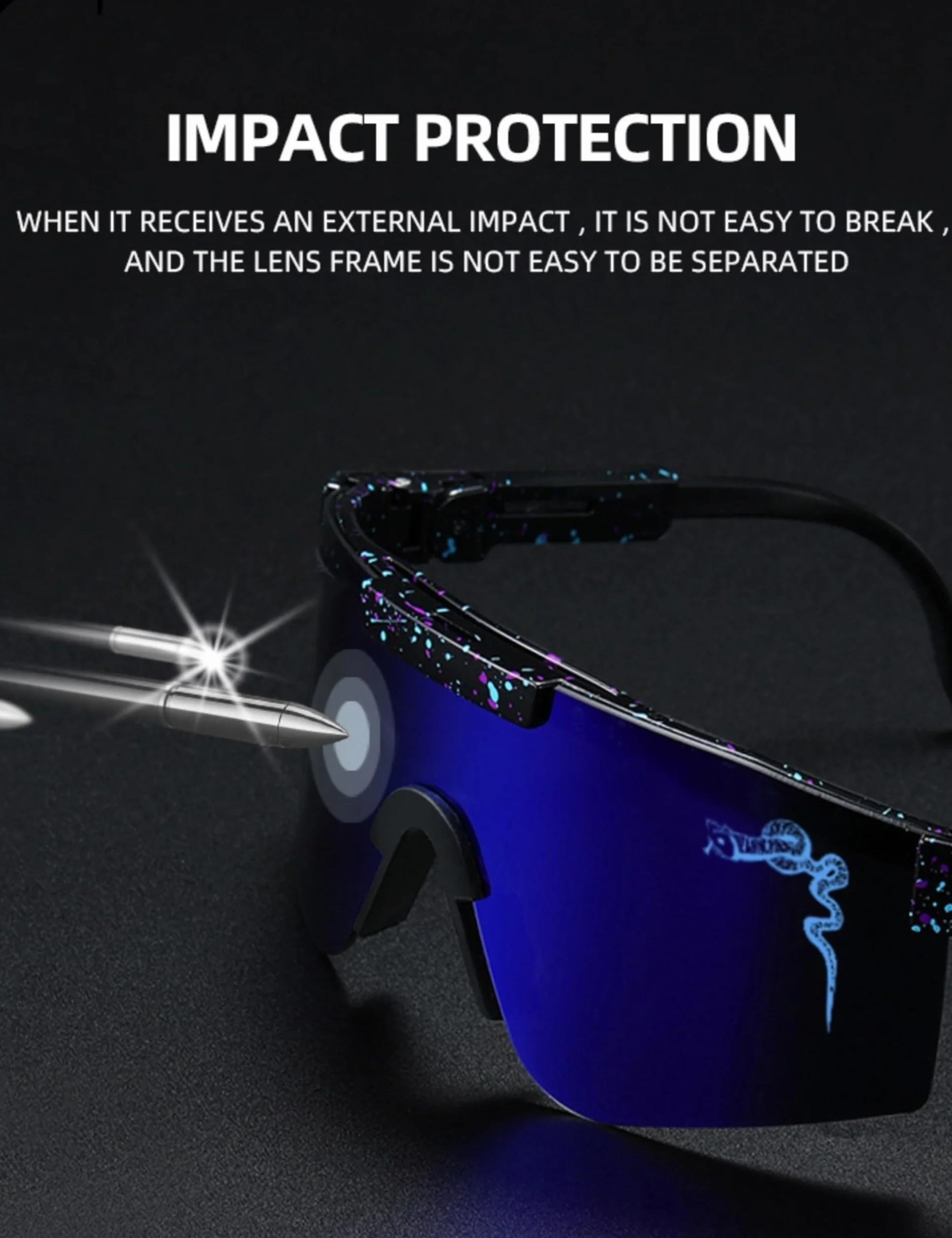 Lunettes de soleil cyclisme course à pied bras amovibles lentille polycarbonate sport plein air
