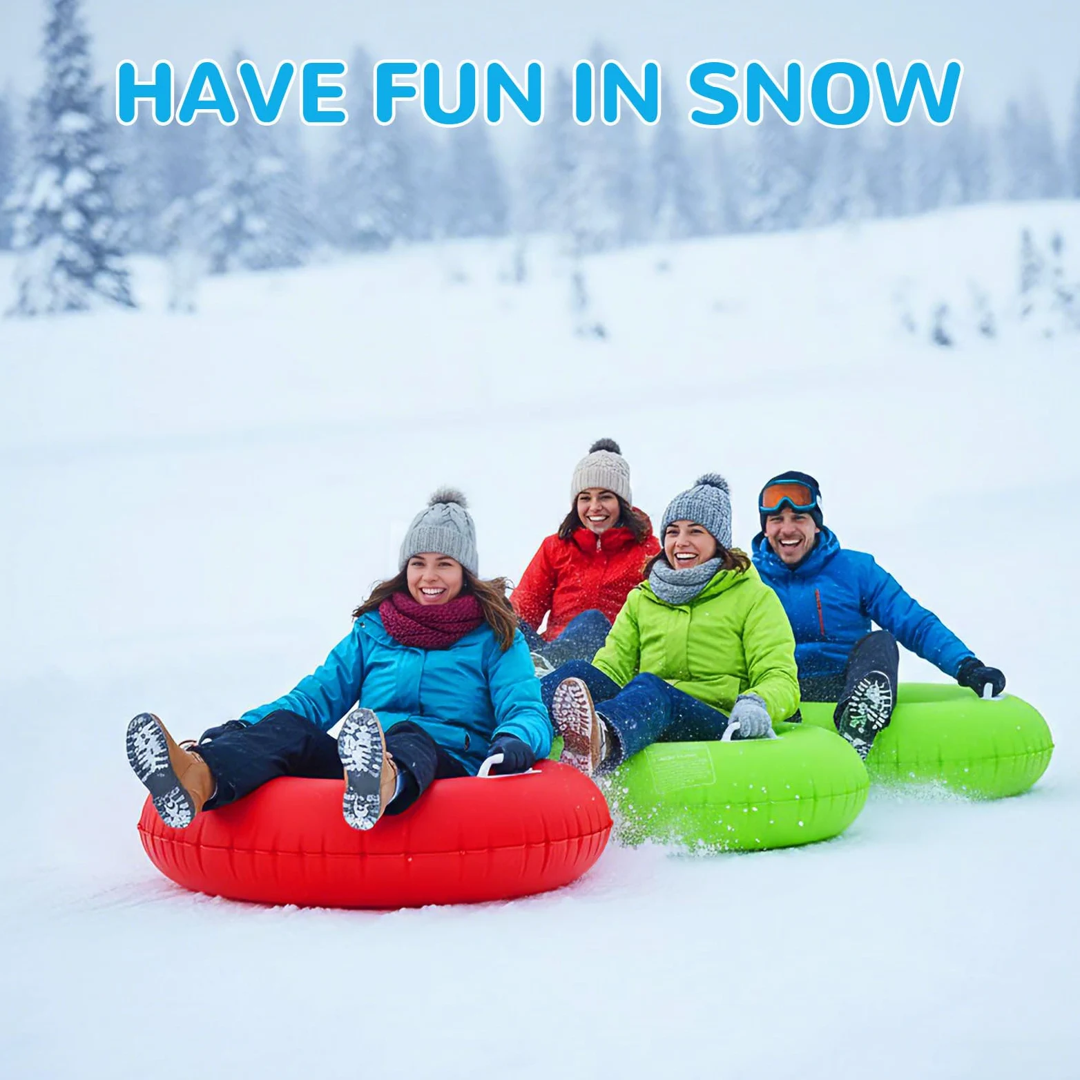 Shappy Luge à neige gonflable robuste pour adultes pour sports de plein air d'hiver avec poignées et fond épais