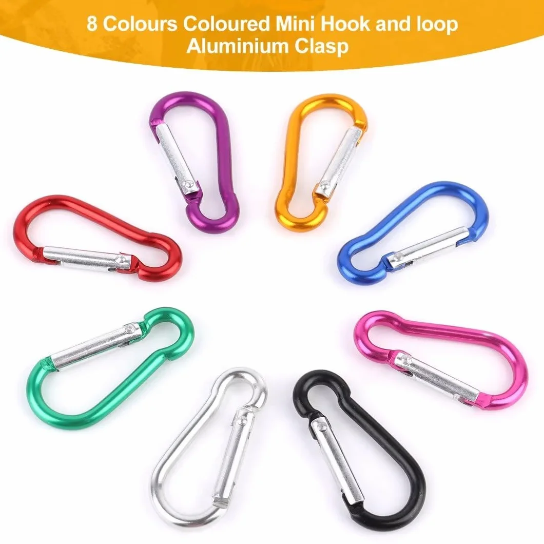 VFANDV 16Pcs Petit Mousqueton Aluminium Léger Résistant Porte Clef 3,5 x 40 mm Randonnée Camping Pêche Voyages