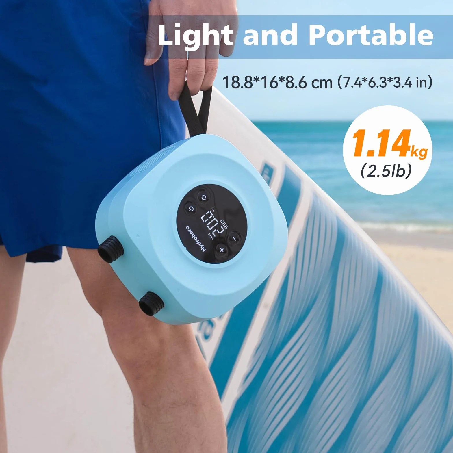 Hydrohero Pompe électrique Paddle Sup Haute Pression Rechargeable 20 PSI Double étage Arrêt Automatique
