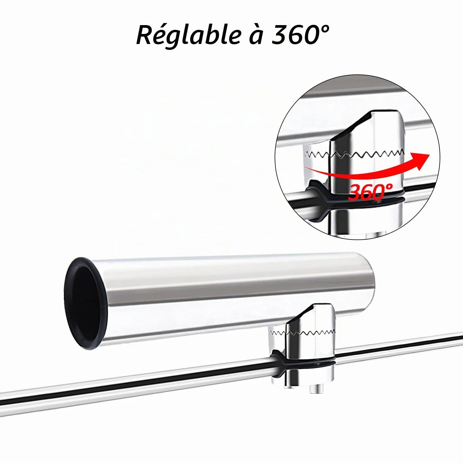 Lot de 2 Supports de Canne à Pêche en Acier Inoxydable pour Rails 18-26mm