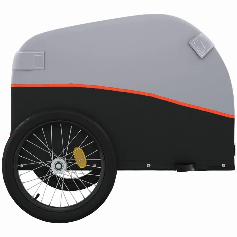 Remorque de Vélo vidaXL Chariot de Transport avec Barre d'Attelage 45 kg Noir et Orange