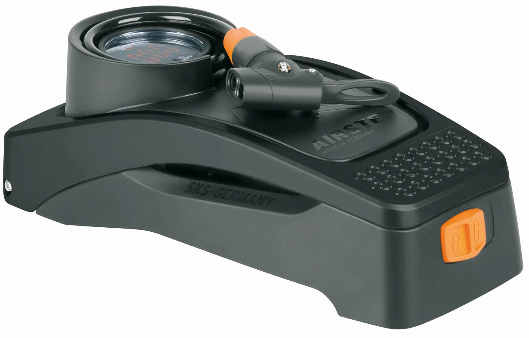 SKS GERMANY Airstep Digi Pompe à Pied avec manomètre numérique (Pompe à air avec raccord Multi Valve, précision de Mesure, avec manomètre numérique LED précis, Pression Max.: 7 bar/102 psi), Noir