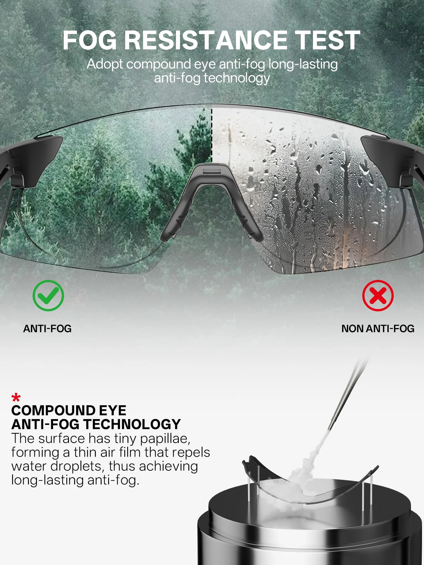 KOVEX Lunettes Velo Photochromique Sport Cyclisme Homme Femmes Route VTT Running K242