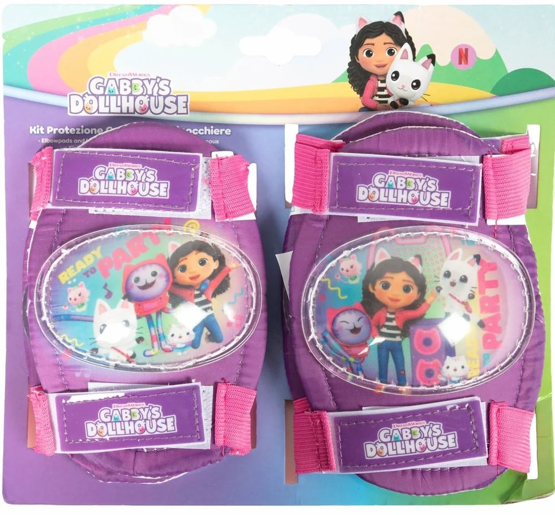 Tataway Gabby's Dollhouse Kit de Protection des Coudes et des Genoux pour Enfants avec Bretelles réglables