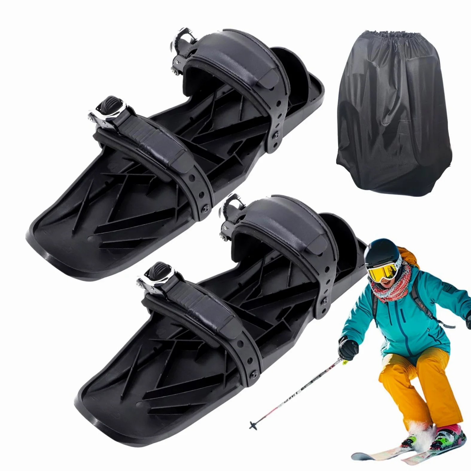 Patin à Neige, Skis Courts | Planches à Skis Snowblades | Accessoire de ski compact, outils de ski réglables multifonctionnels, pieds de neige légers et antidérapants pour hommes femm