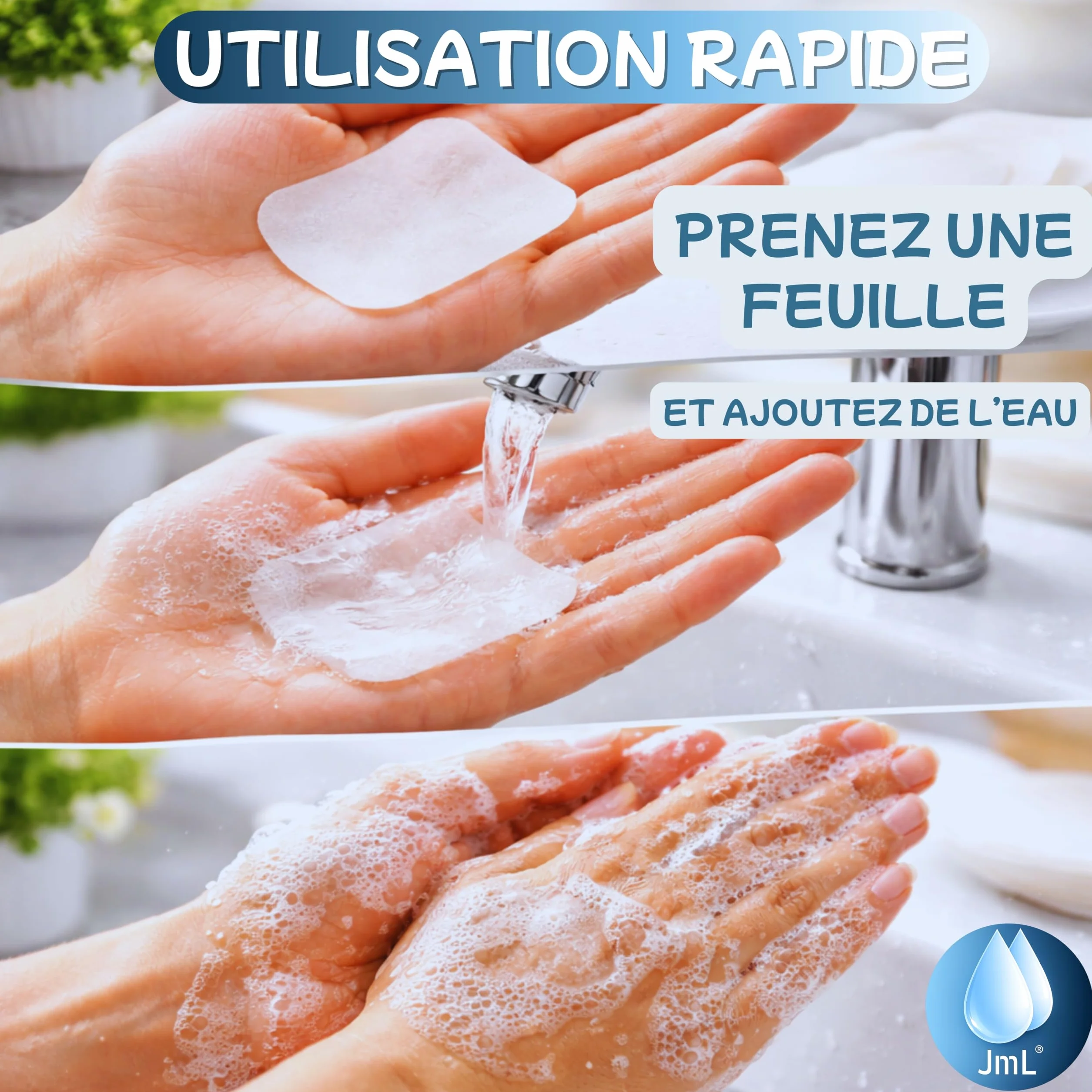 Savon Hydrosoluble pour Mains JaMoonLBV JmL® 200 Feuilles