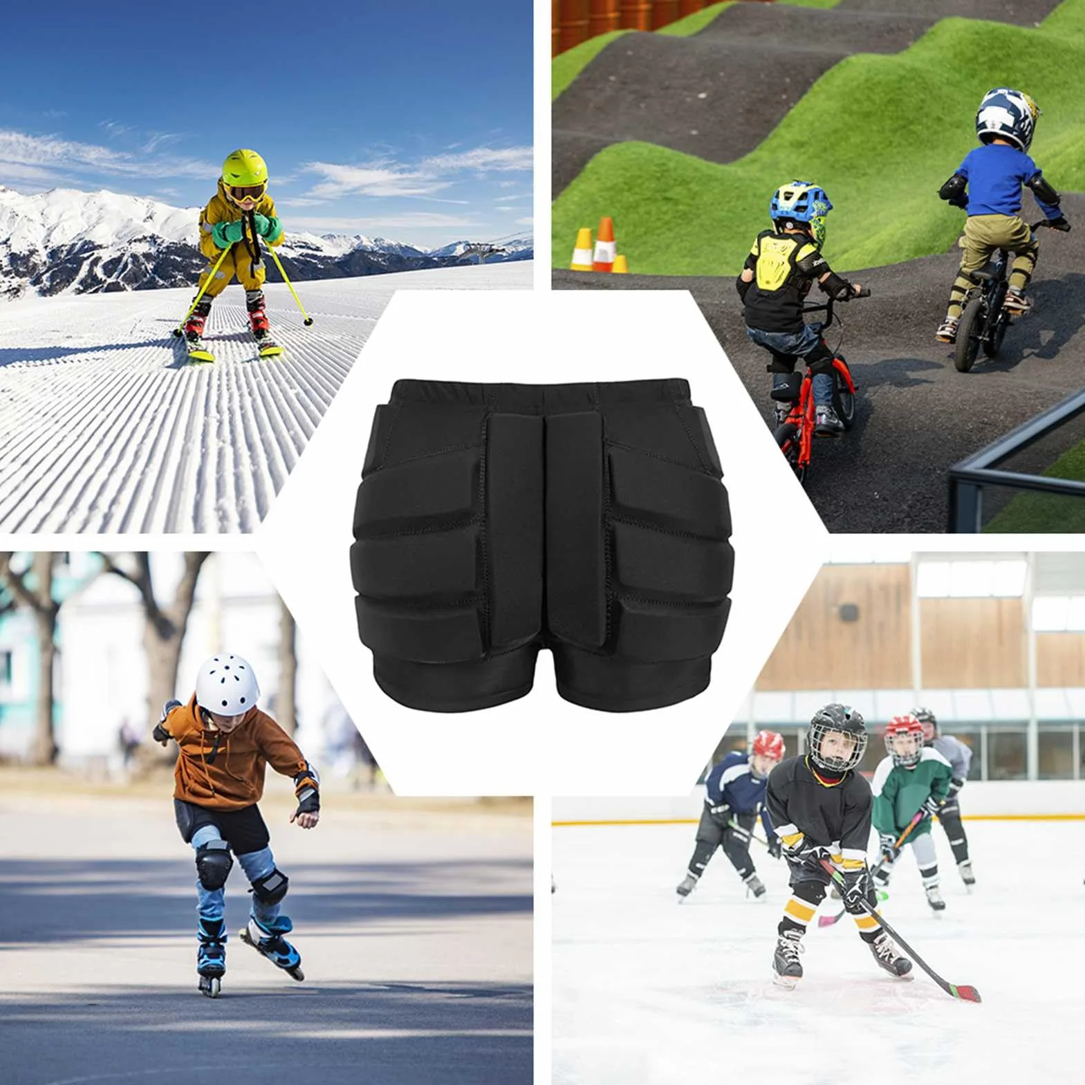 Coussinet de Fesses de Patinage Rembourrage épais Short Protection Hanches Enfants