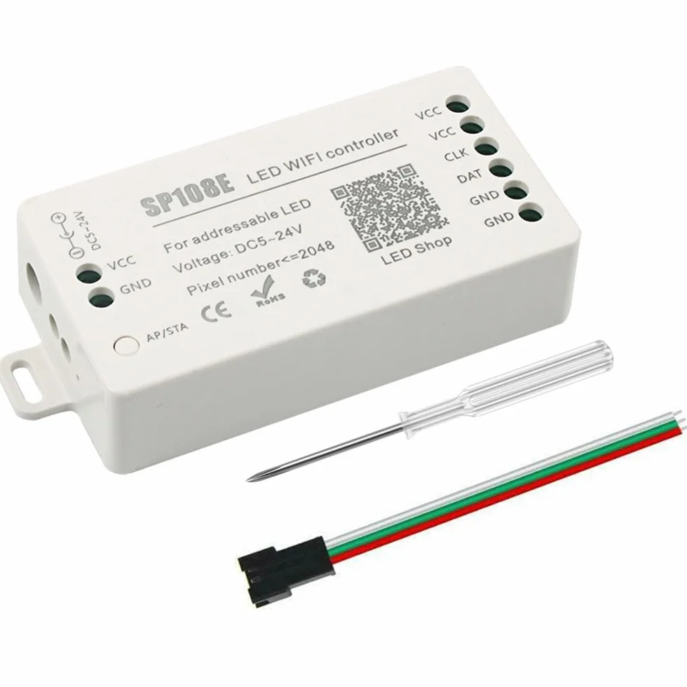 VIPMOON SP108E Contrôleur LED WIFI DC 5V-24V pour Bande LED SK6812 WS2812 WS2813 WS2815 AL2815