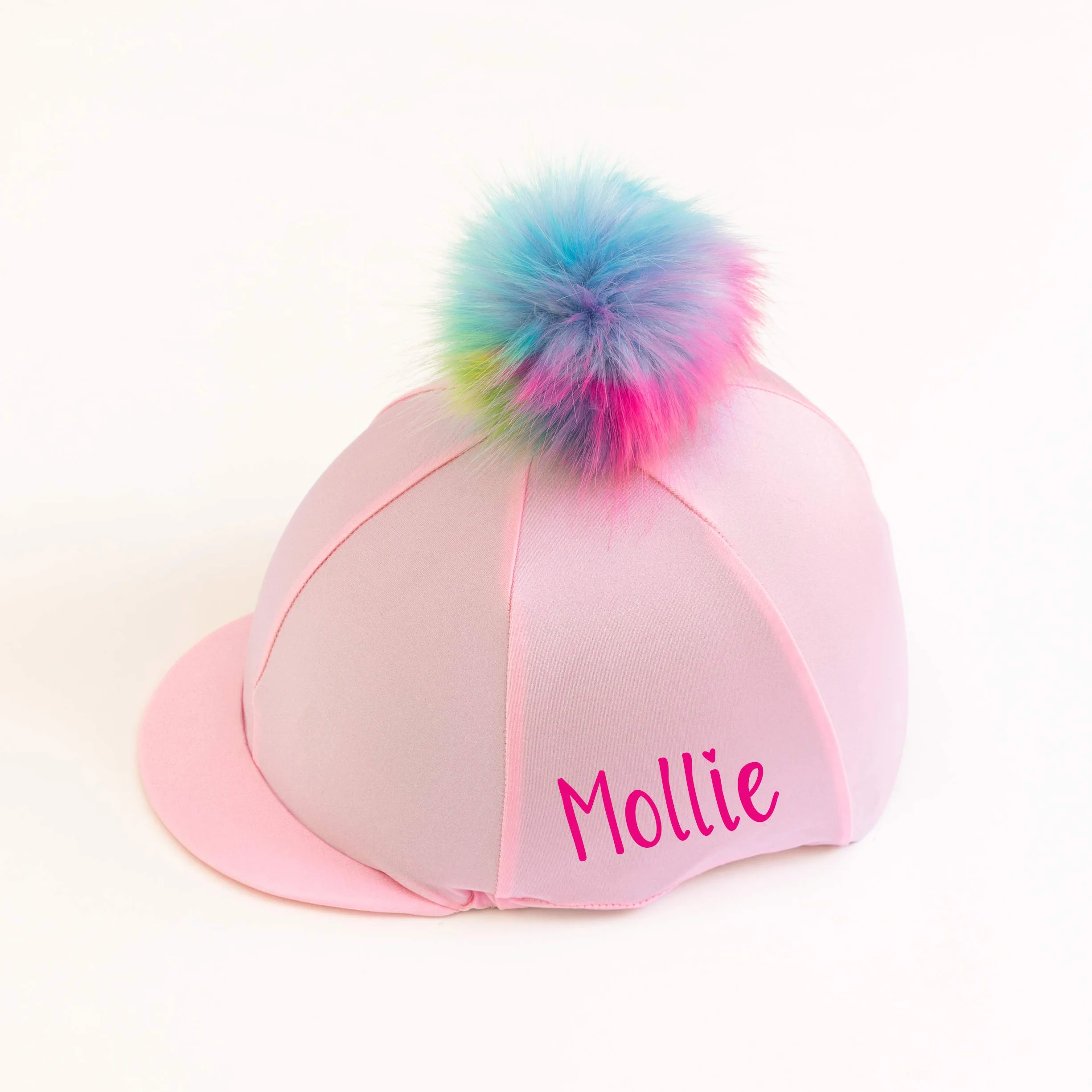 Chapeau d'équitation licorne en soie rose clair