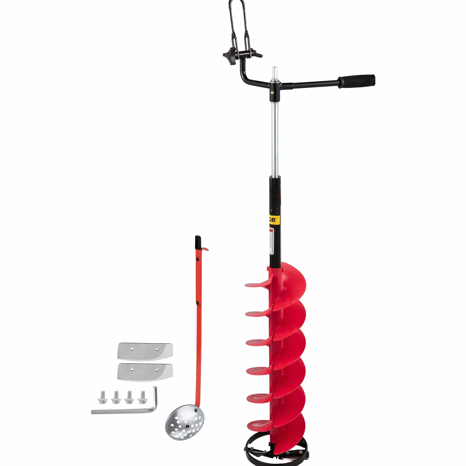 VEVOR Tarière à glace en nylon 20 cm 104 cm mèche tarière perceuse poignée caoutchouc