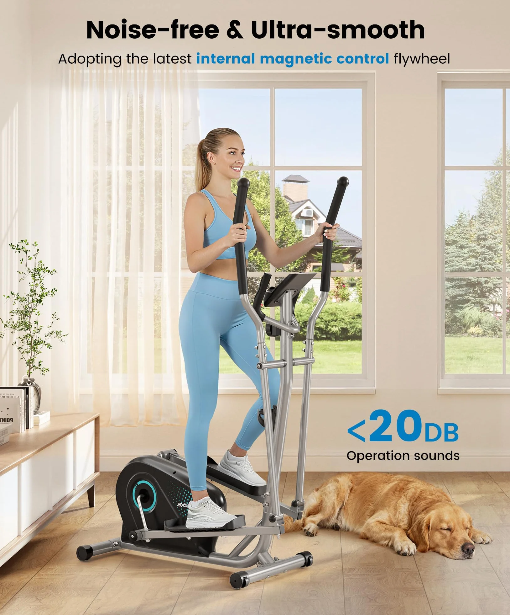 YOLEO Vélo Elliptique 16 Niveaux de Résistance Volant d'Inertie 6 kg Écran LCD Appareil Fitness Cardio