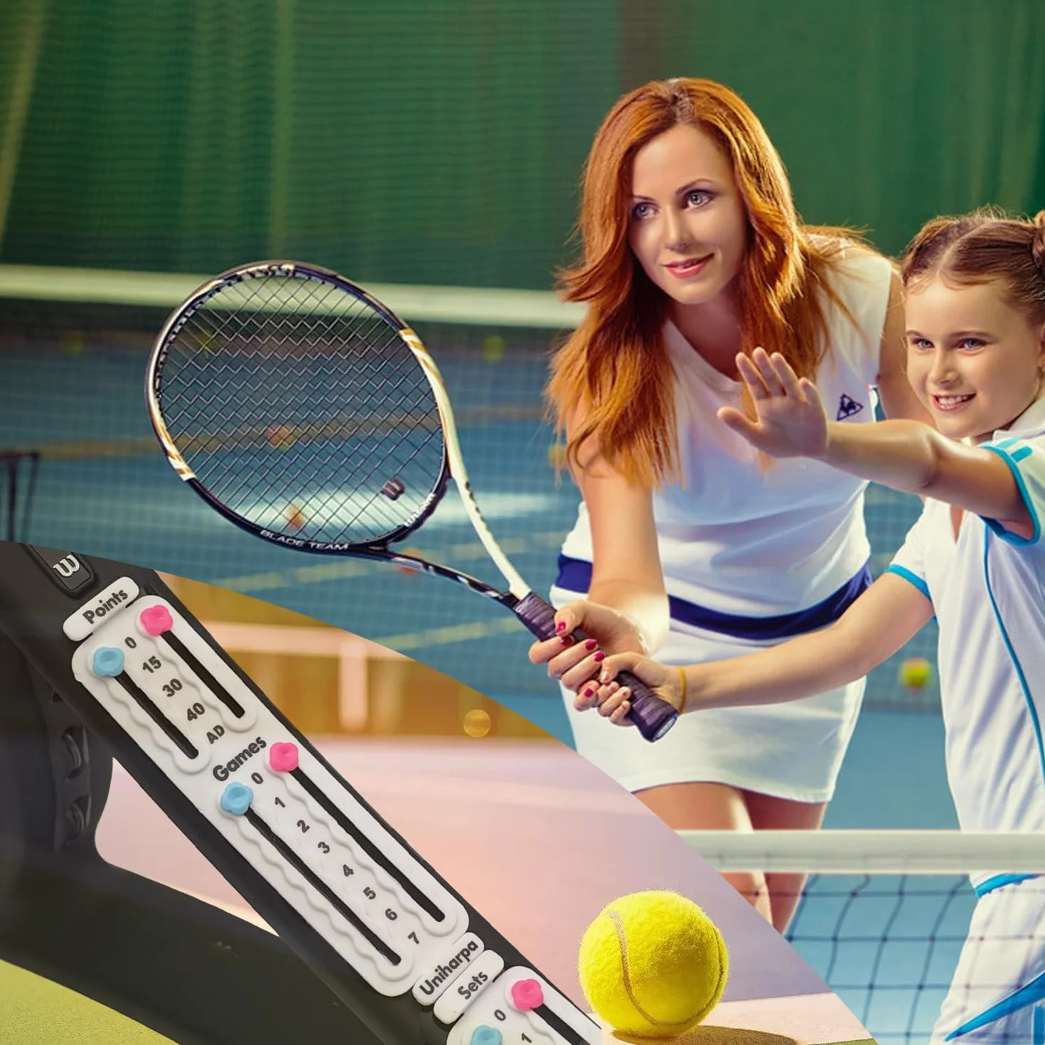 Uniharpa Compteur de Score Portable pour Tennis ITF Certifié 1.9g Affichage Points/Jeux/Sets