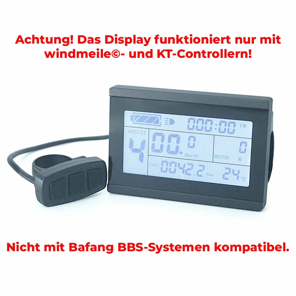 Afficheur KT-LCD4 5 Pin Ordinateur de Bord Écran LCD E-Bike Vélo Électrique 24V 36V 48V