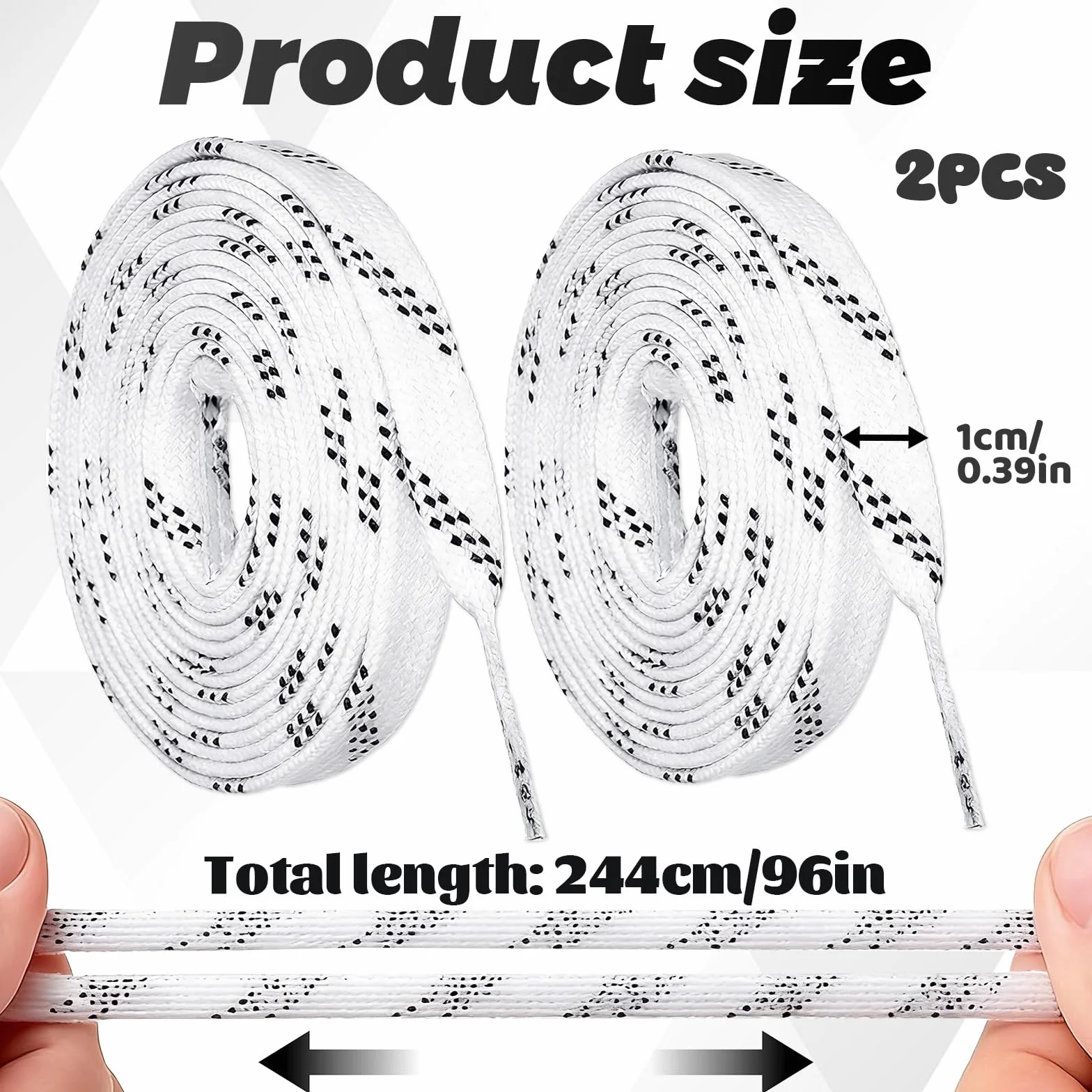 WiDream 1 Paire Lacets Cirés pour Patins de Hockey, Lacets de Hockey Cirés Étroitement Tissés, Lacets Professionnel Durable Anti-de Patinage, Lacet Patin Hockey pour Le Sport,Le Ski,Le Hockey(244cm)