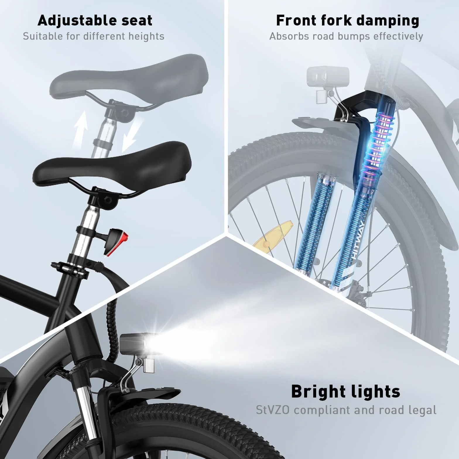 HITWAY Vélo Électrique VTT 27,5" 26" Pneu Batterie Lithium Amovible 36V13Ah 48V15,6Ah Autonomie 60-100km 250W Moteur Adulte