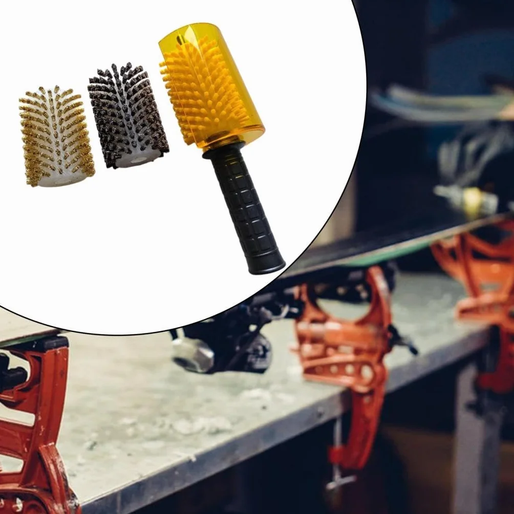 Kit de Brosse à Farter pour Snowboard avec Manche et Protection, Brosse Rotative, Kit de Brosse pour Ski