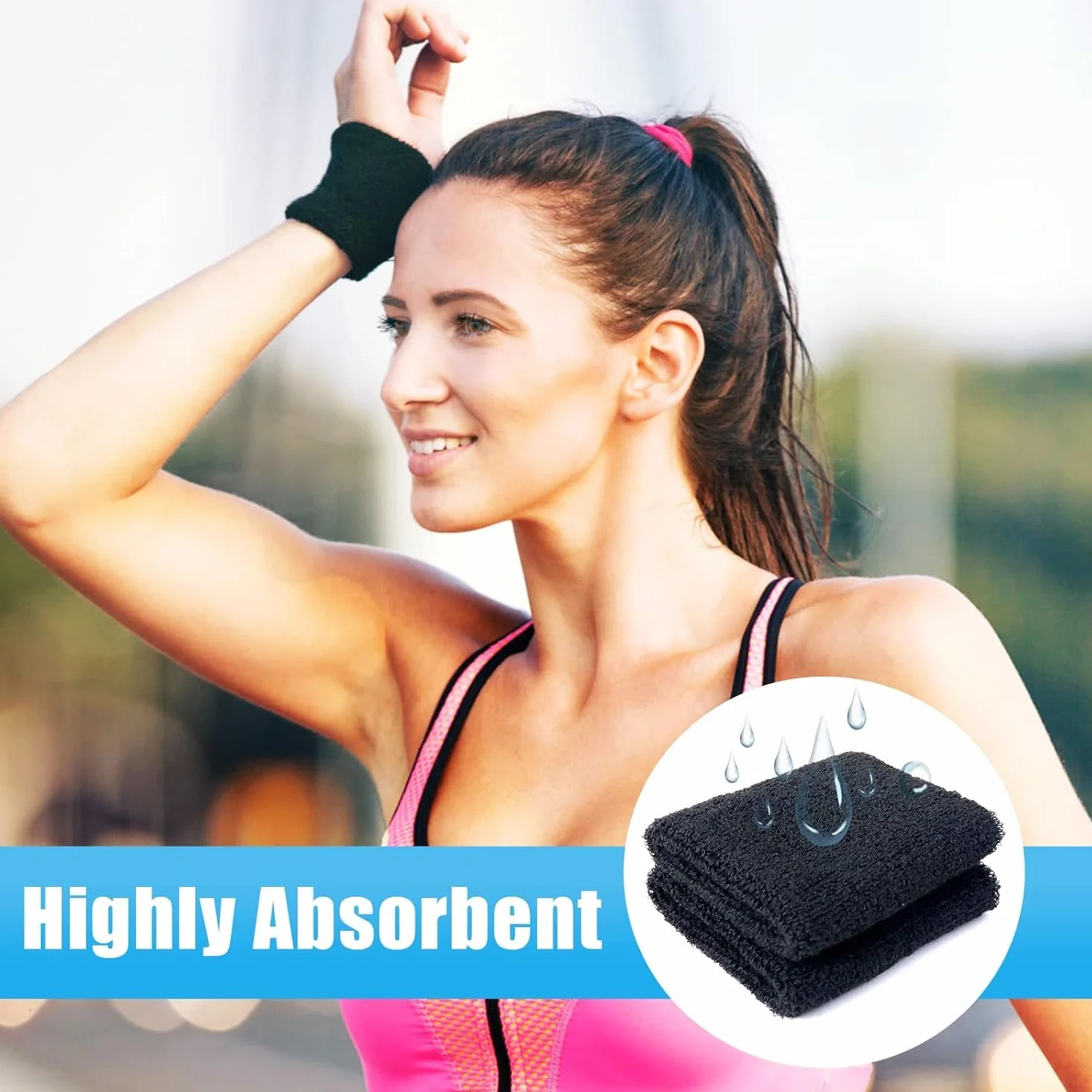 Bandeau Poignet Sport en Coton Doux, Brassard Éponge Absorbant pour Gym Tennis Course