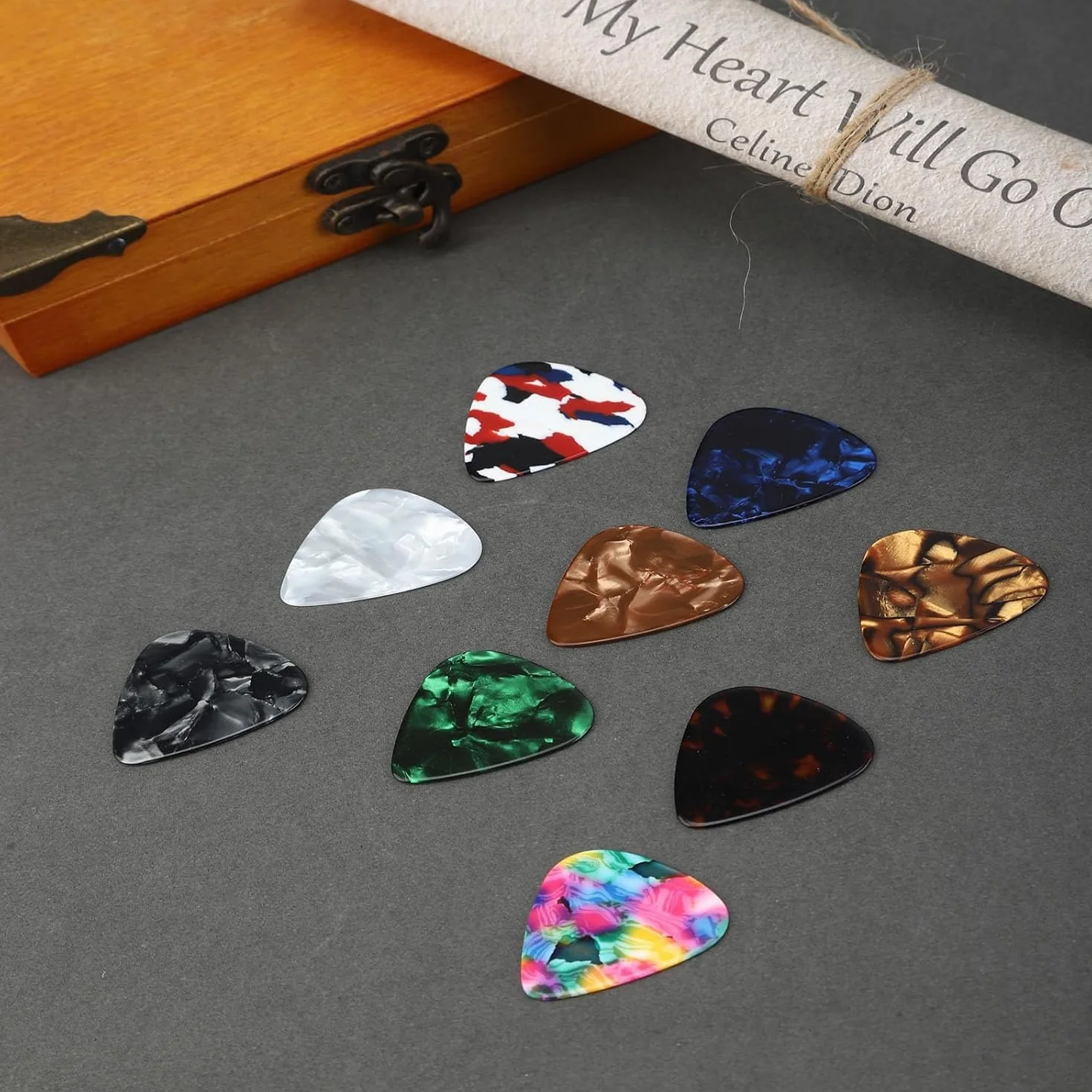 Médiator Guitare Acoustique Lot de 24, Celluloïd, pour Guitare Ukulélé Électrique Basse