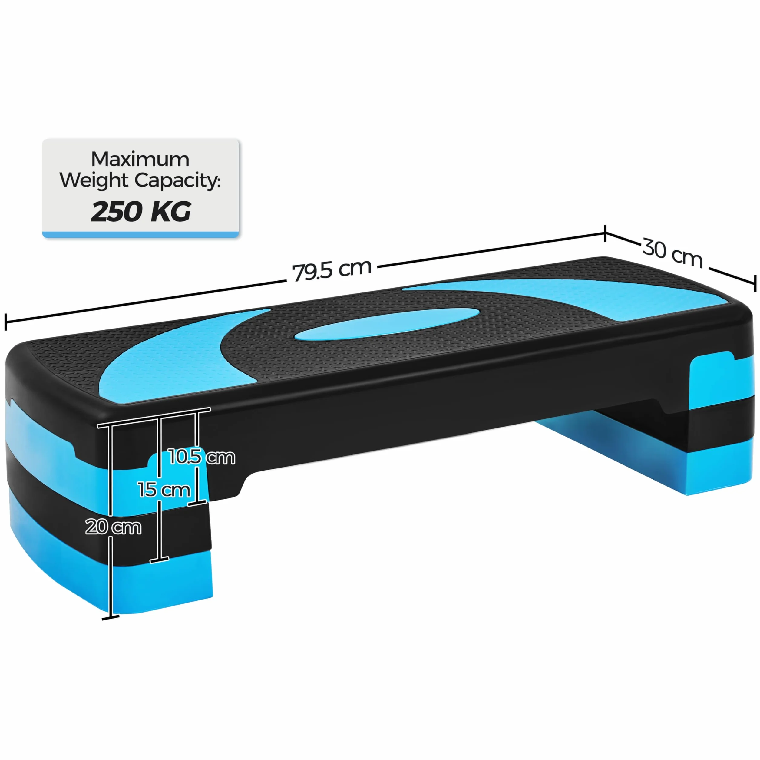 Step de Fitness Stepper 79,5 x 30 x 20cm Réglable 3 Hauteurs Bleu