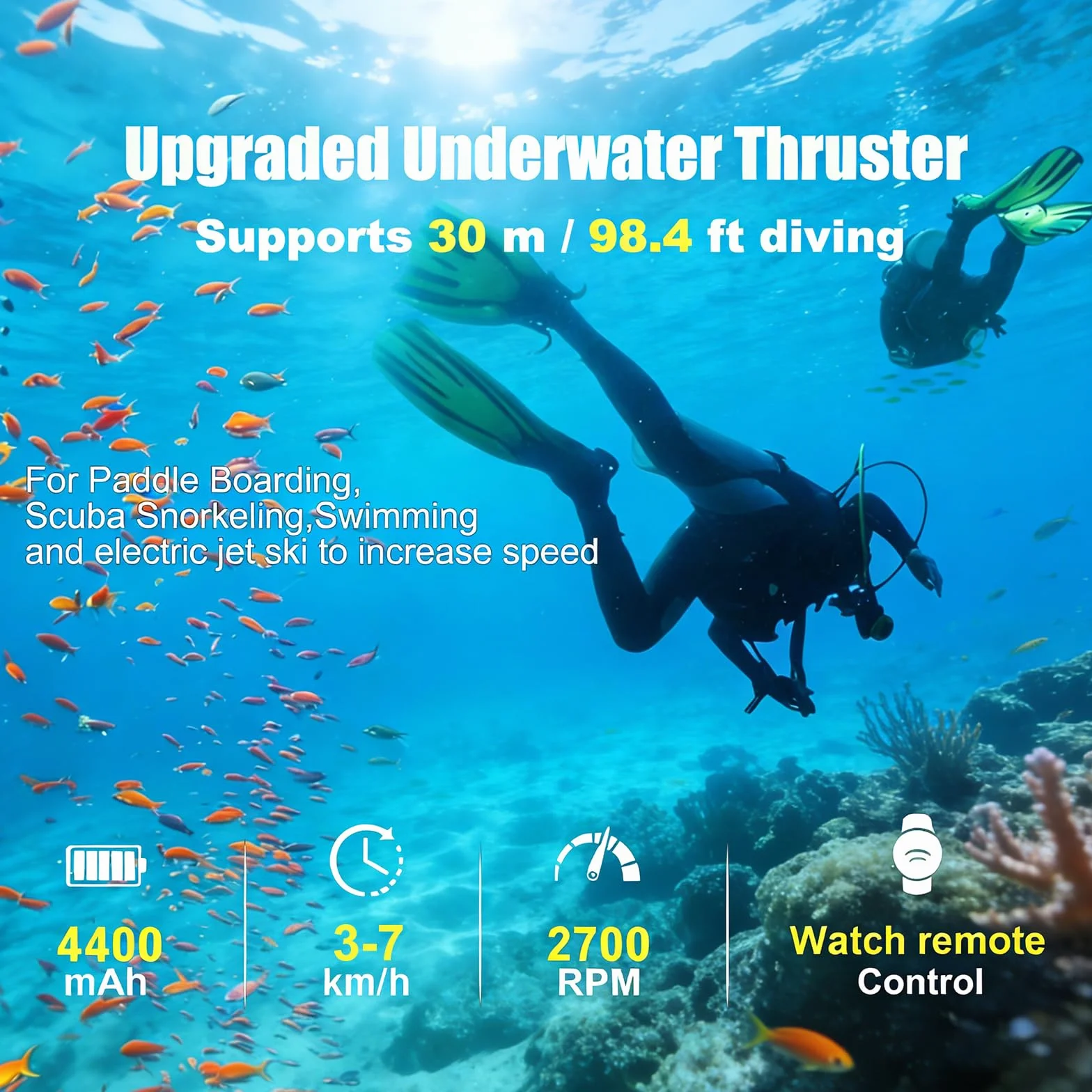 Trottinette sous-marine 500W RC Sup GENEINNO, 10 vitesses, 40M profondeur, sac étanche 30M