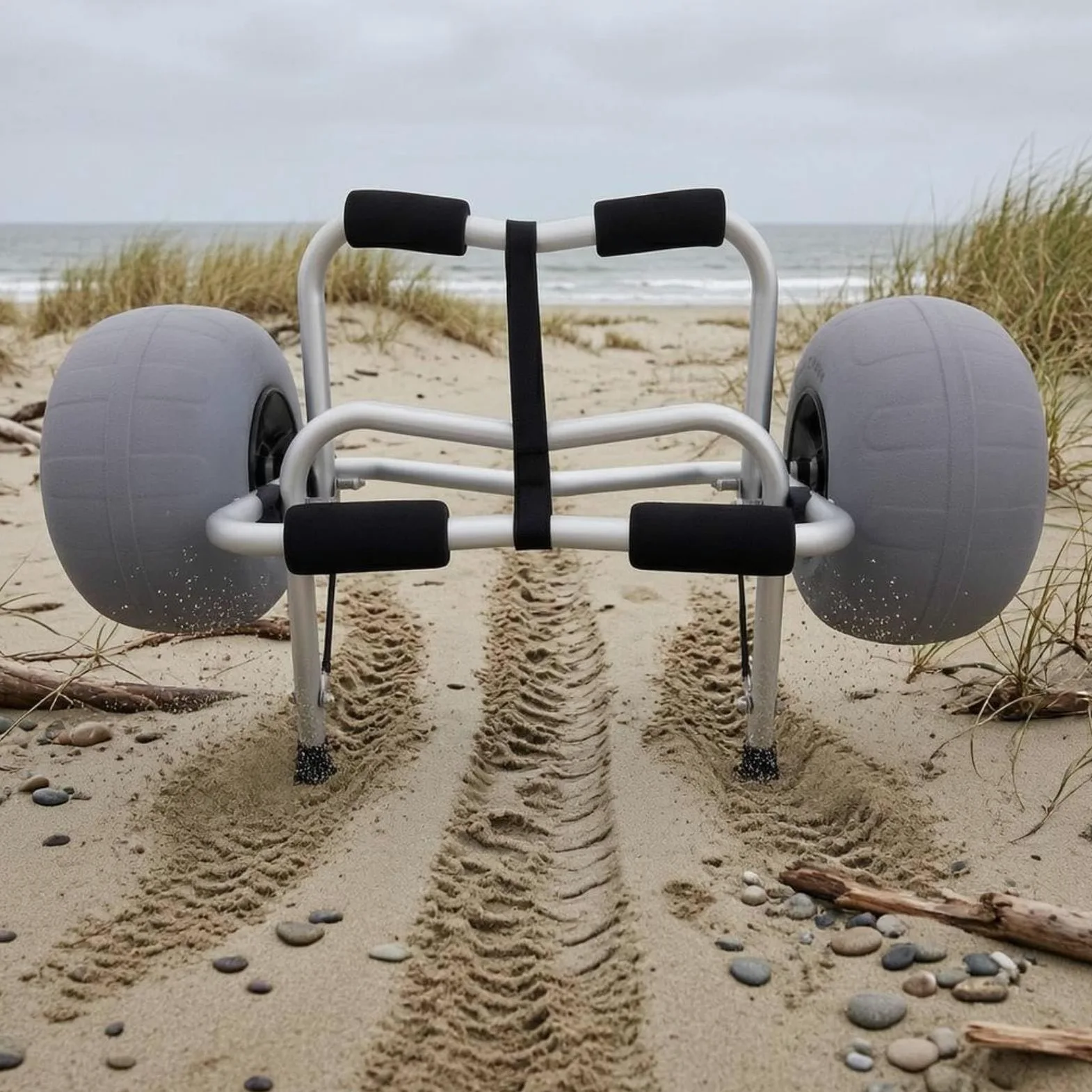 Gralara Chariot Transport Kayak Roues Larges Porte-Bateau Barre Centrale Loisirs Aquatiques, Chariot Pliant