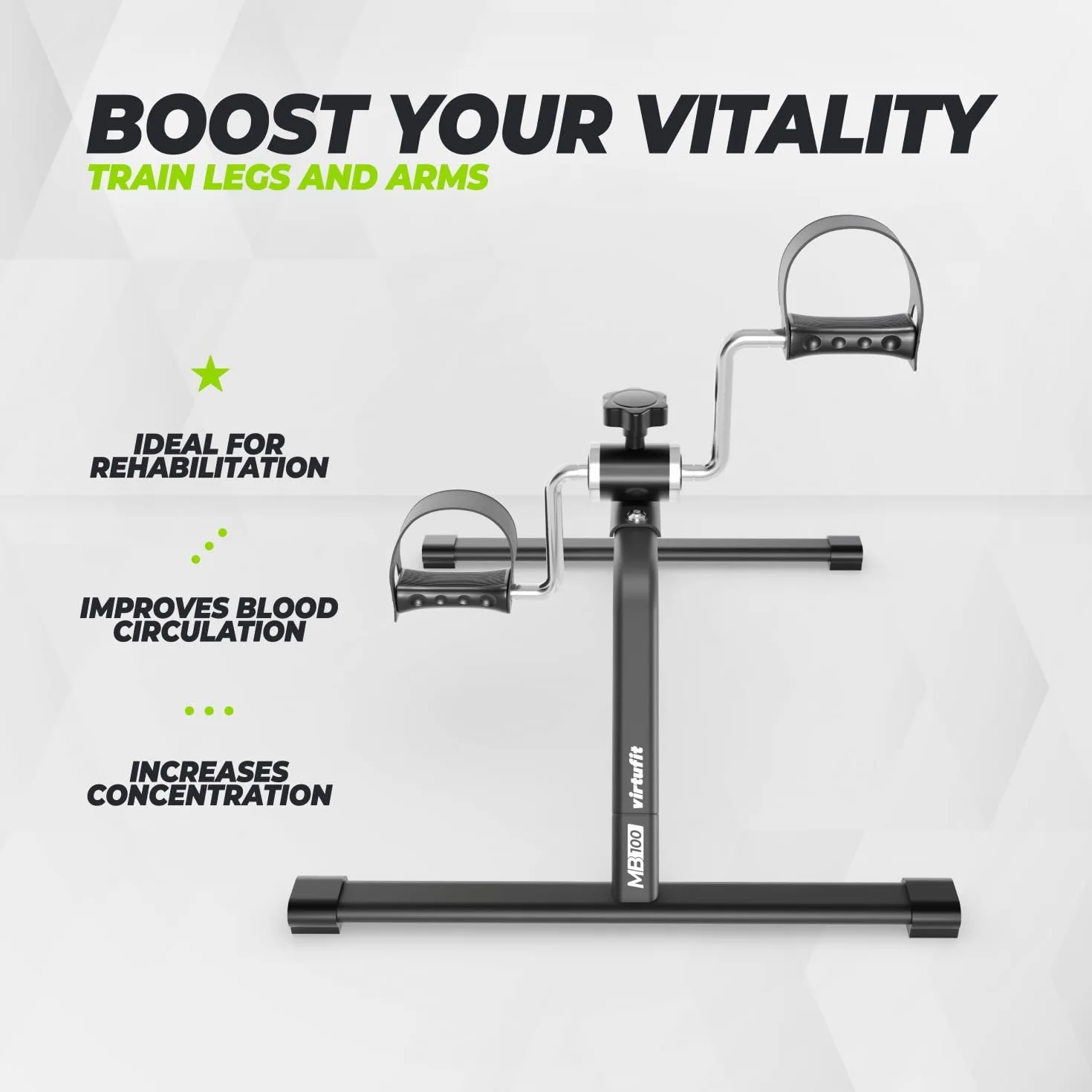 VirtuFit V1 Mini Vélo d'Exercise - Pédale Blanc - Machine de Réhabilitation des Jambes