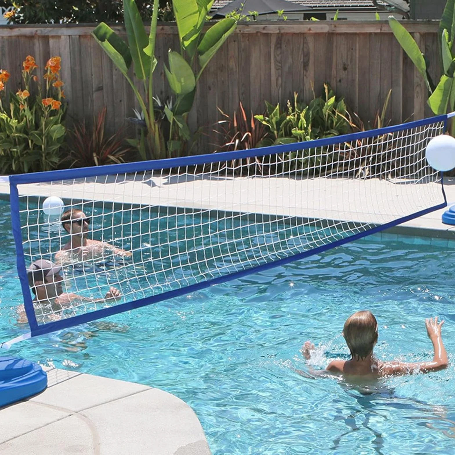 Filet de Volley pour Piscine - Jeu de Volley Ball Portable avec Accessoire Sportif Réglable